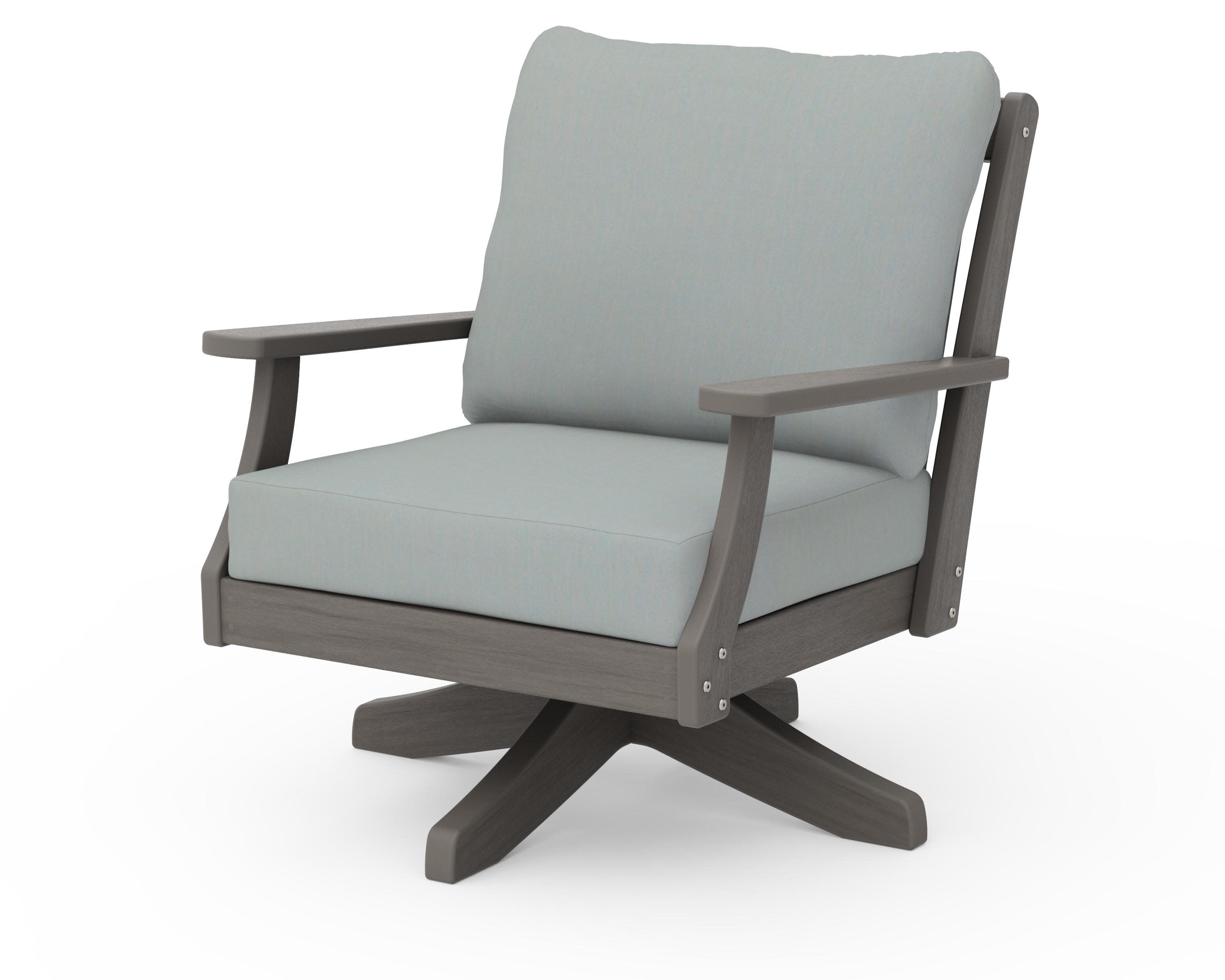 Braxton Deep Seating Swivel Chair in Driftwood / Spa