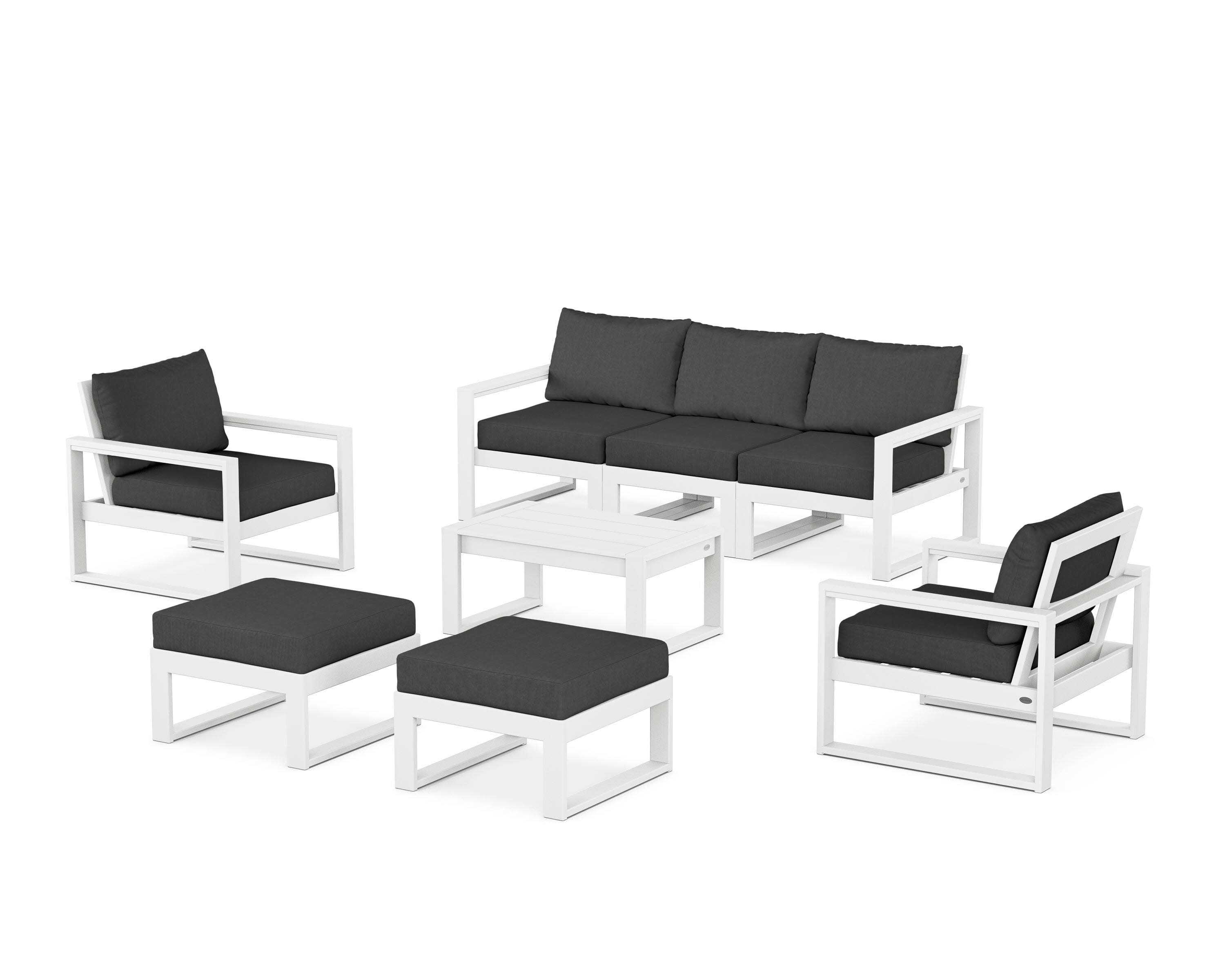 EDGE Sectional 8-Piece Lounge Sofa Set in White / Spectrum Carbon