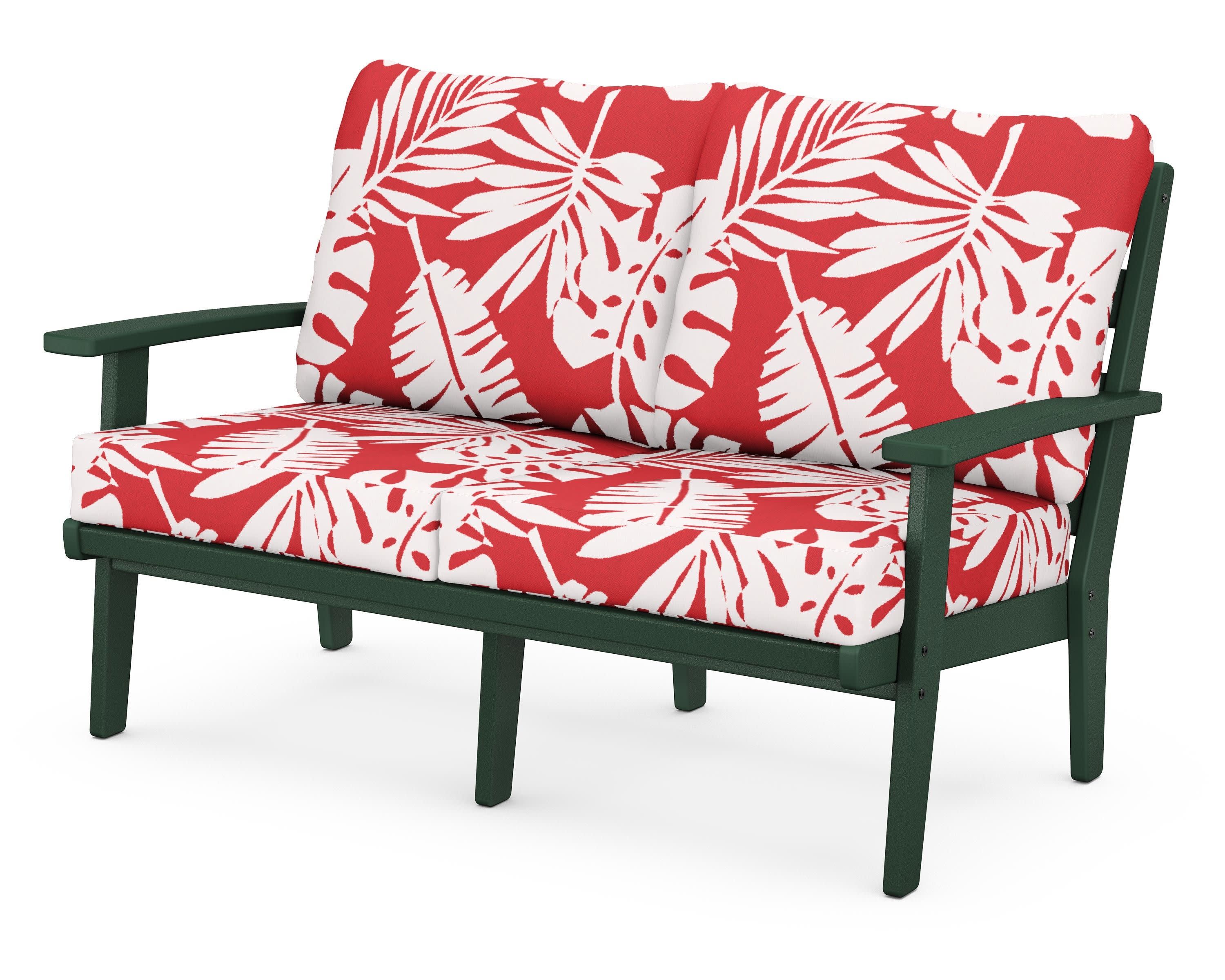 Grant Park Deep Seating Loveseat in Green / Leaf Crimson