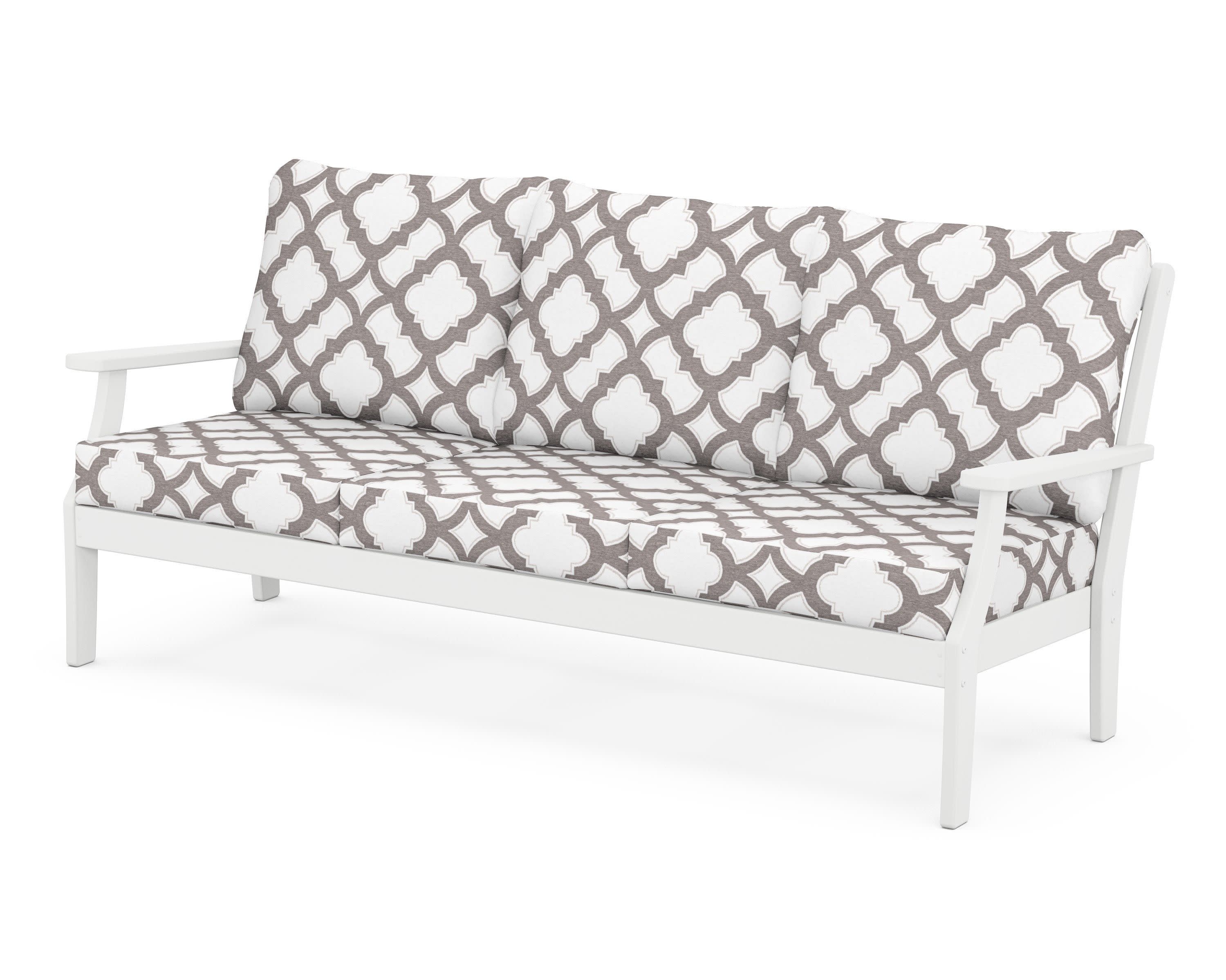 Braxton Deep Seating Sofa in White / Trellis Grey Mist