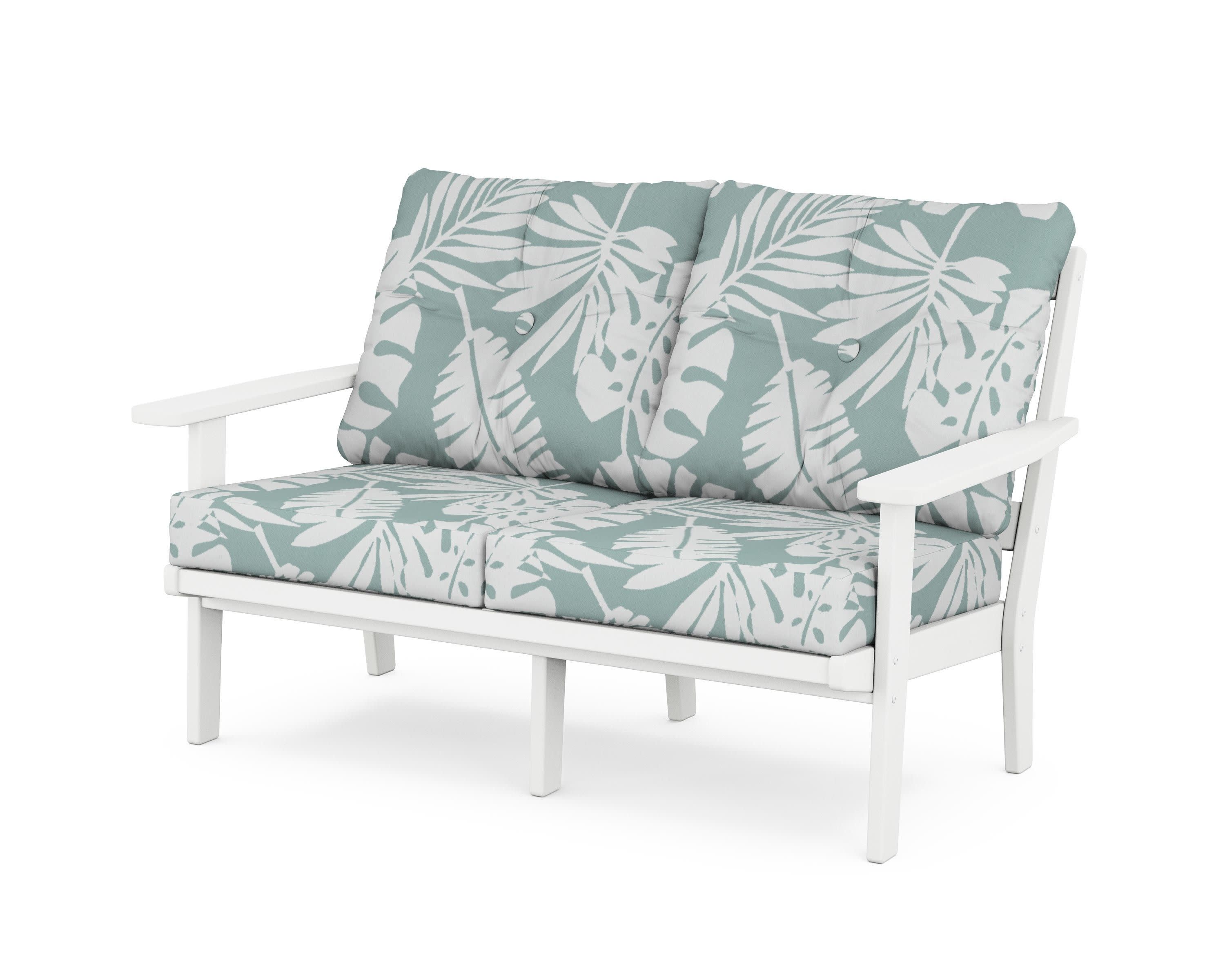 Oxford Deep SeatingLoveseat in White / Leaf Glacier Spa
