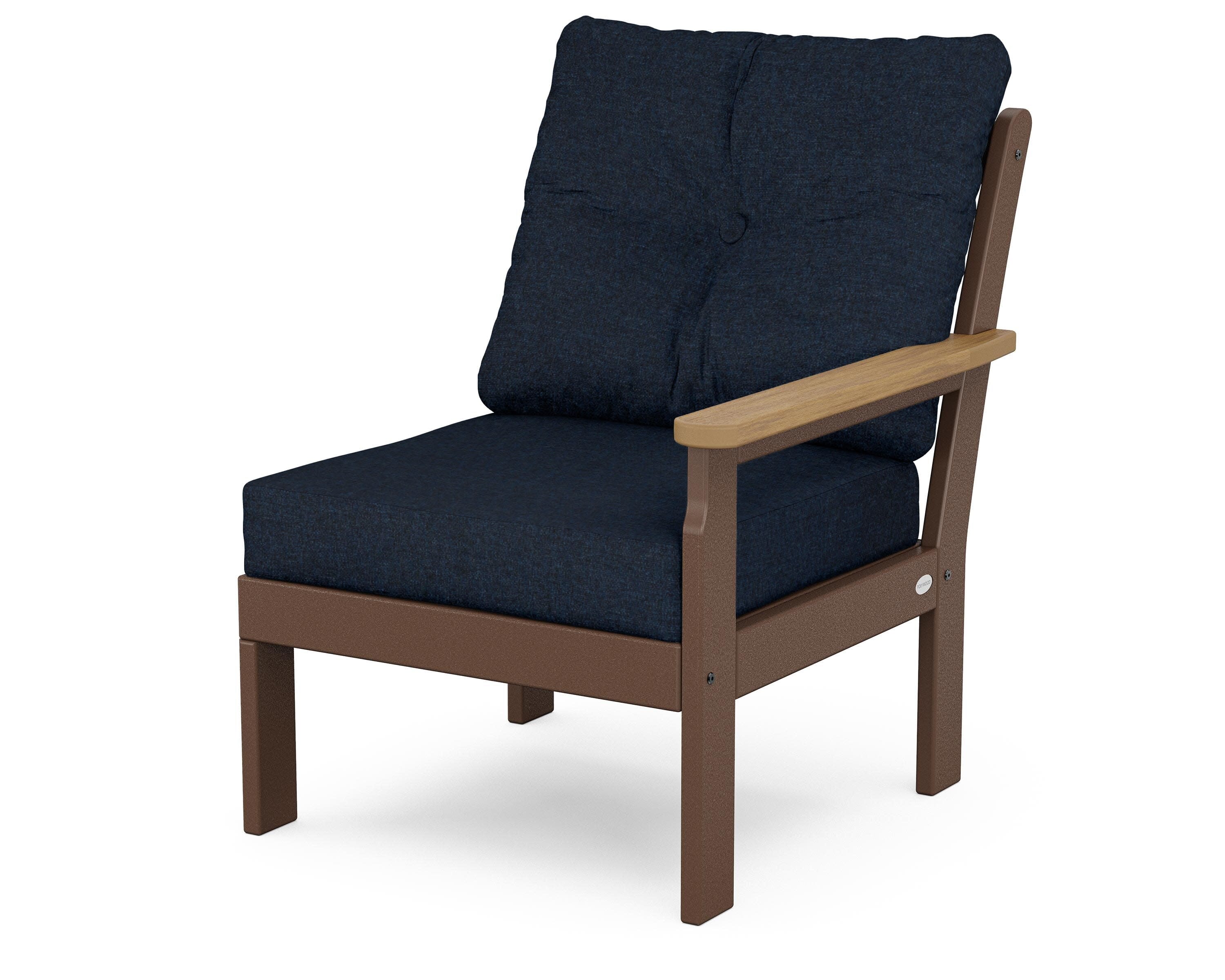 Vineyard Modular Right Arm Chair in Mahogany / Natural / Marine Indigo