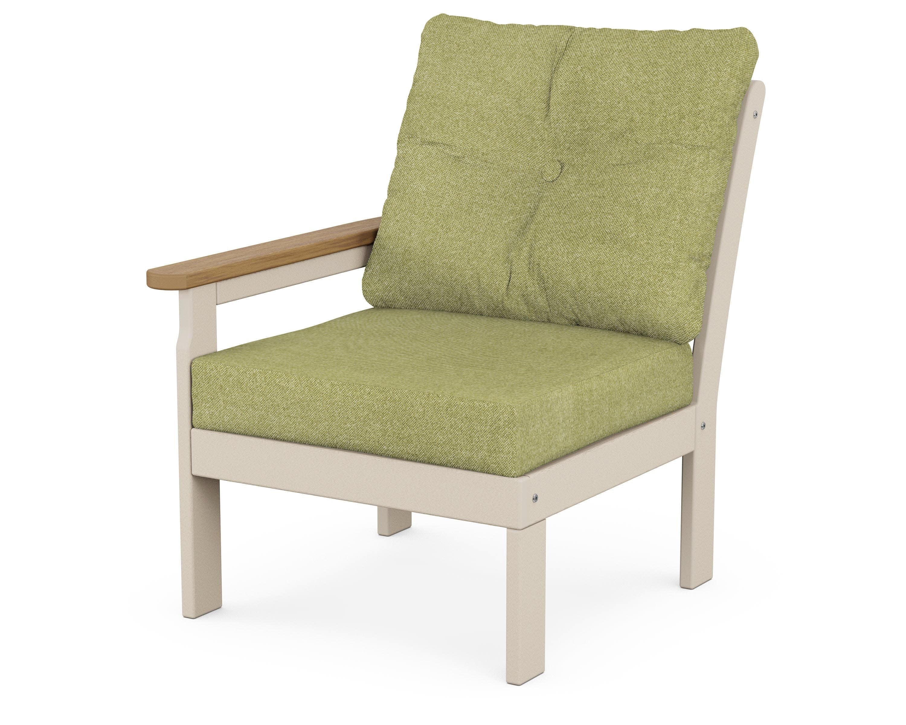 Vineyard Modular Left Arm Chair in Sand / Natural / Chartreuse Boucle