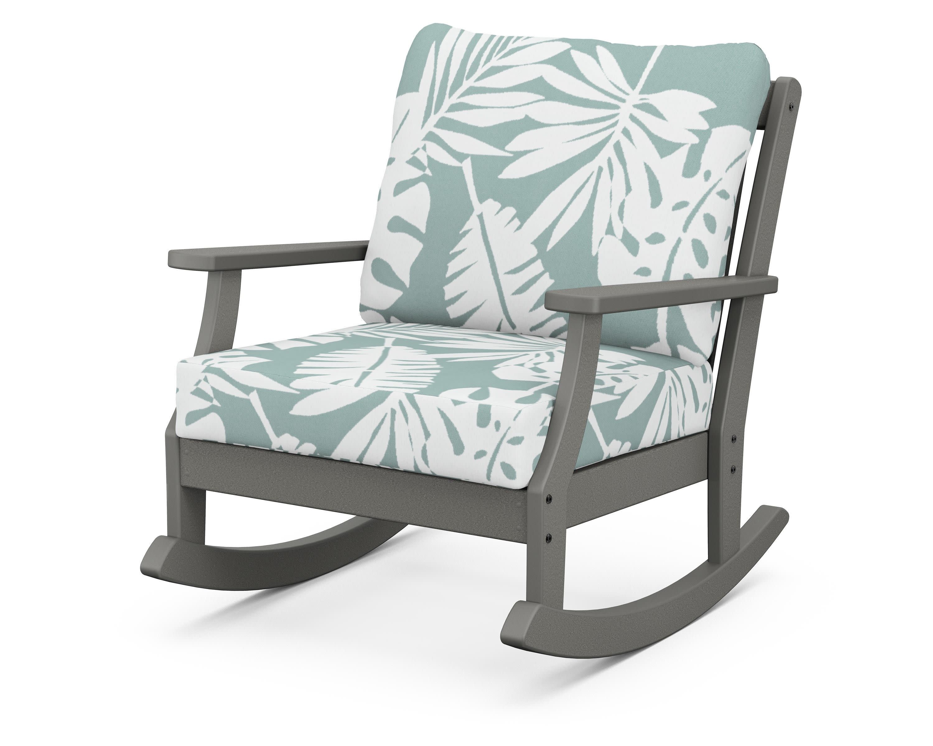 Braxton Deep Seating Rocking Chair in Slate Grey / Leaf Glacier Spa