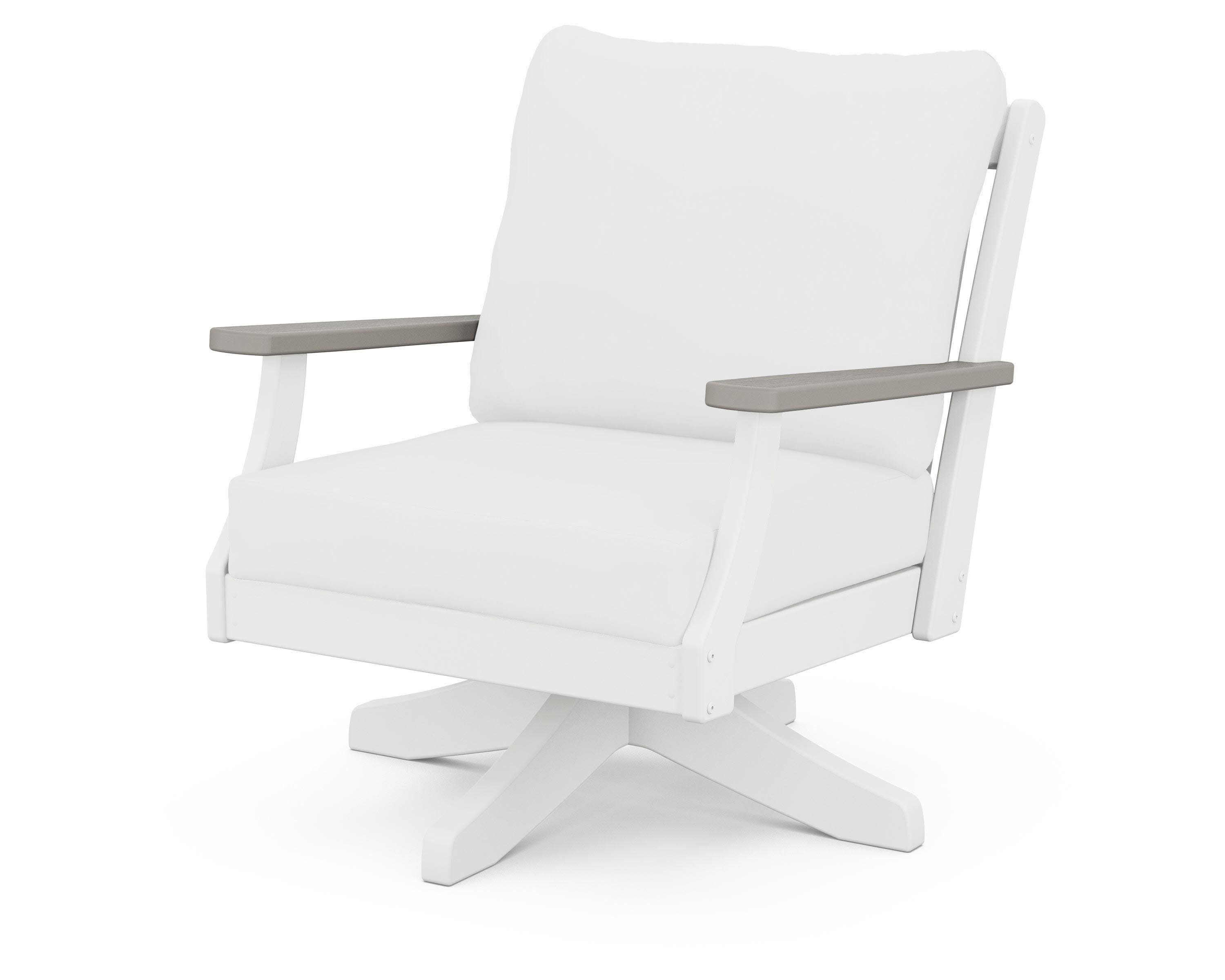 Braxton Deep Seating Swivel Chair in White / Driftwood / Natural