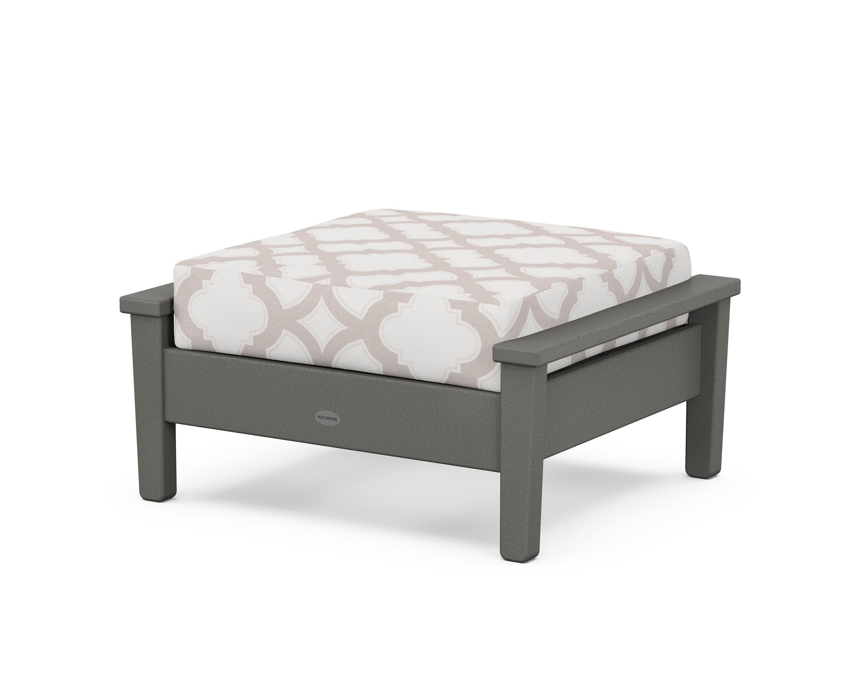 Prescott Deep Seating Ottoman in Slate Grey / Trellis Dune Burlap