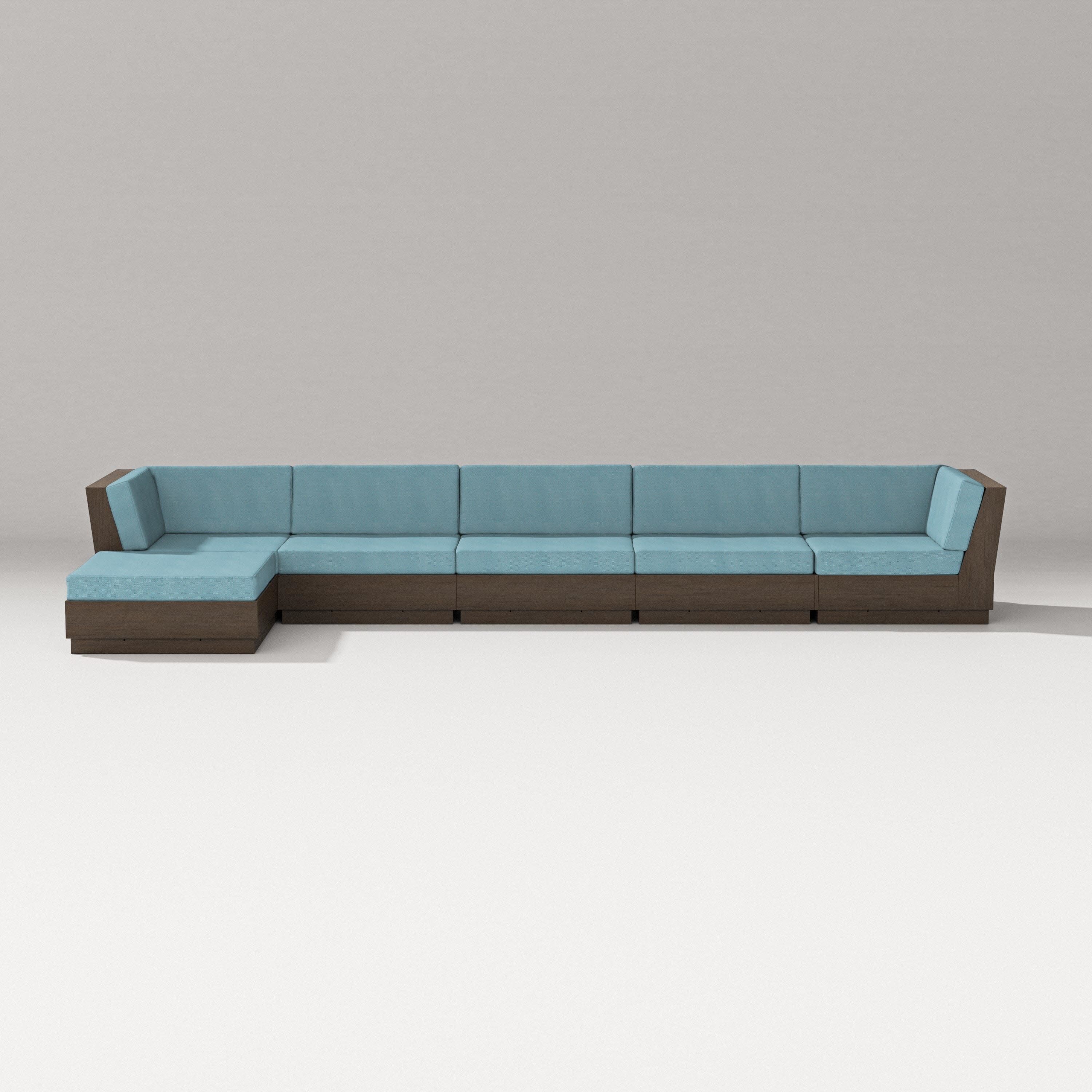 Elevate 6-Piece Chaise Sectional in Kona / Lattice Sky Blue