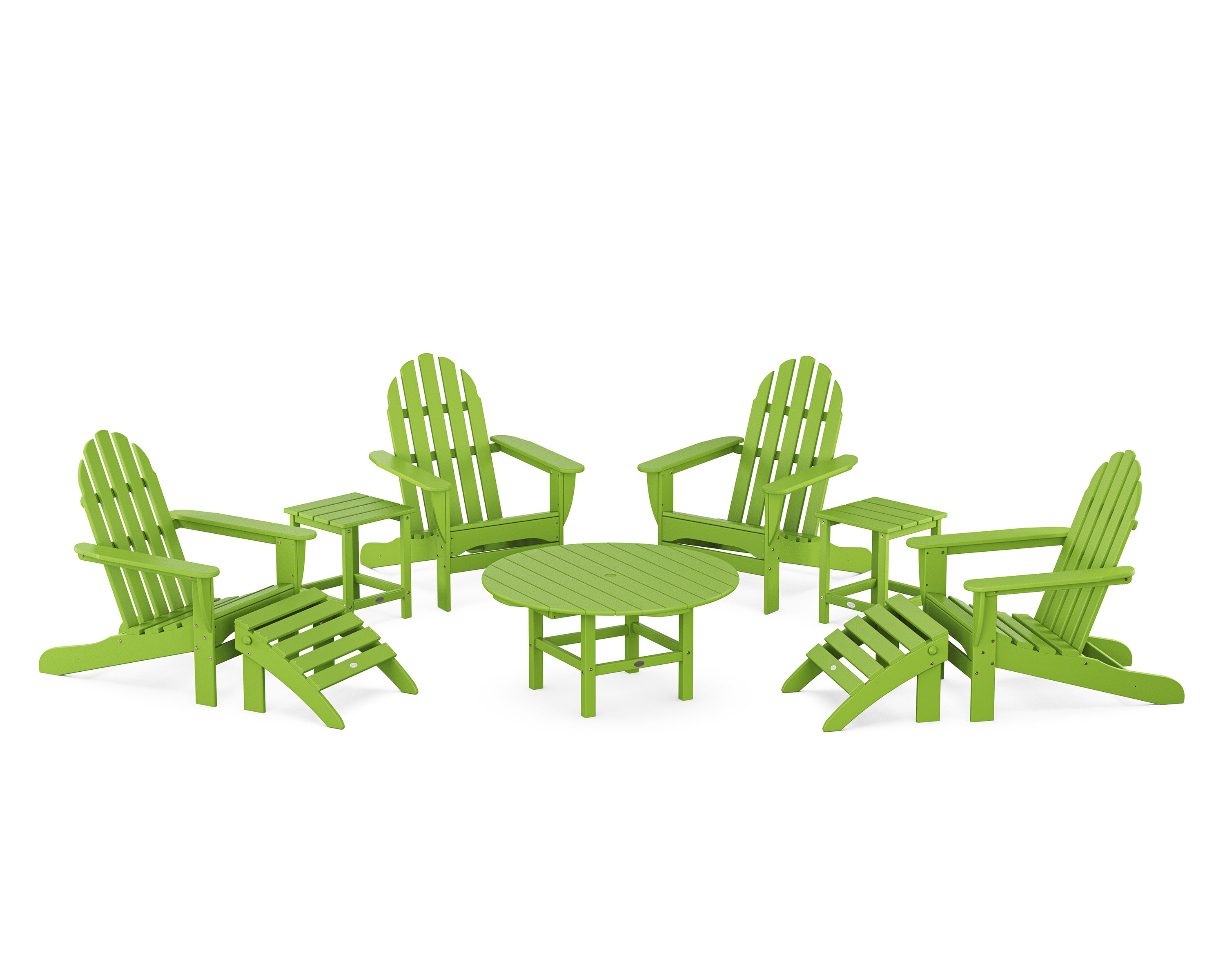Classic Adirondack Chair 9-Piece Conversation Set in Lime