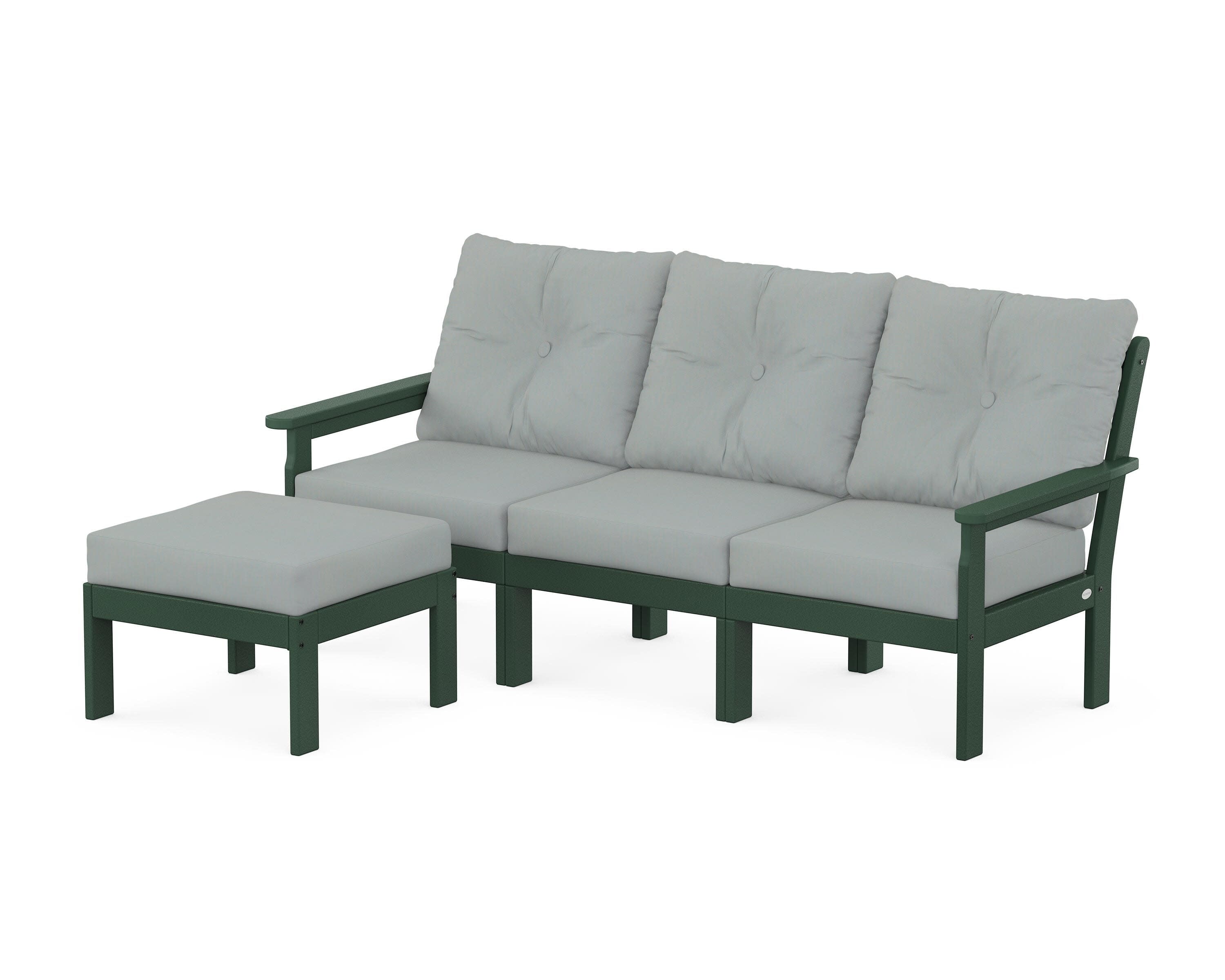 Vineyard 4-Piece Sectional with Ottoman in Green / Spa