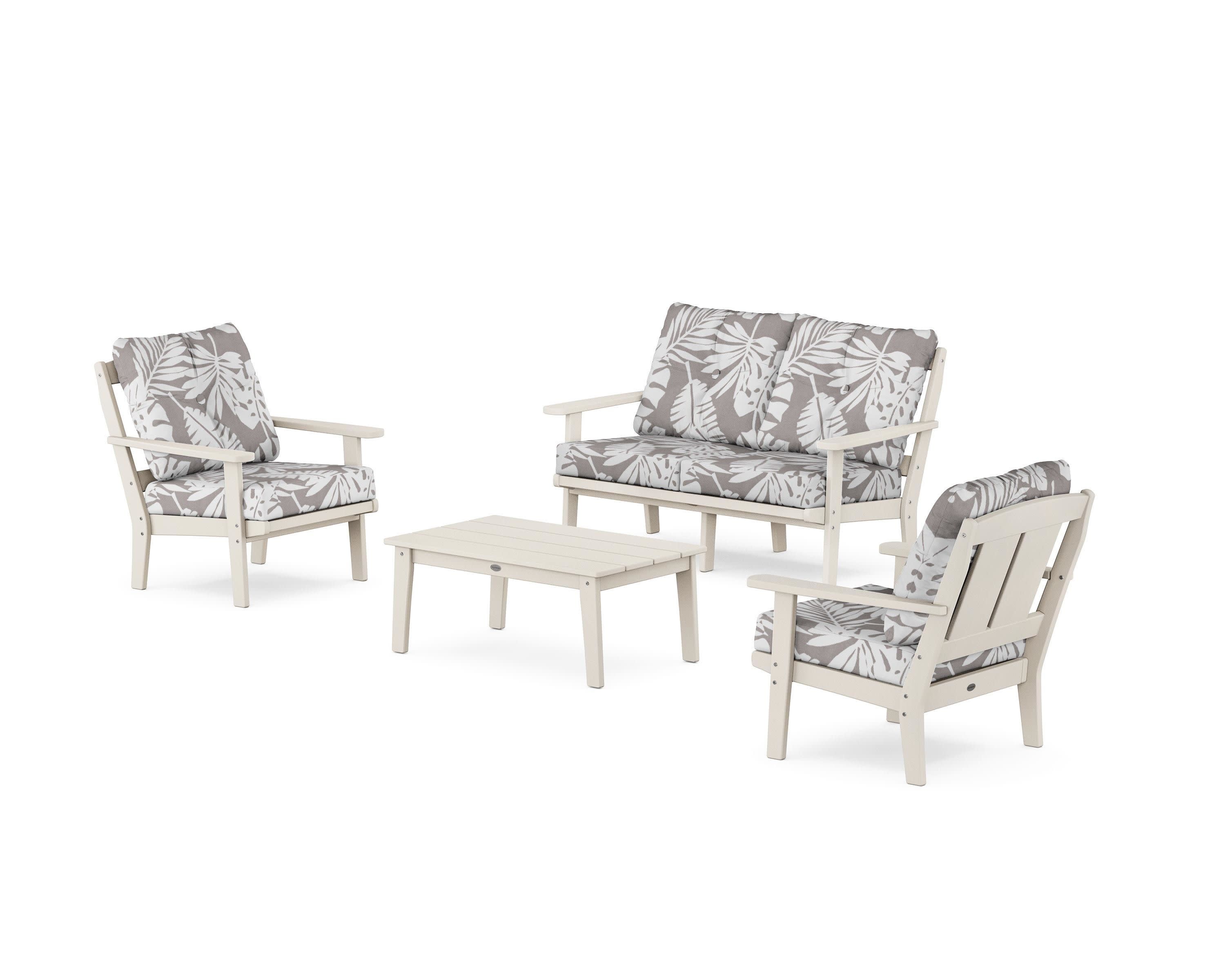 Mission 4-Piece Deep Seating Set with Loveseat in Sand / Leaf Grey Mist