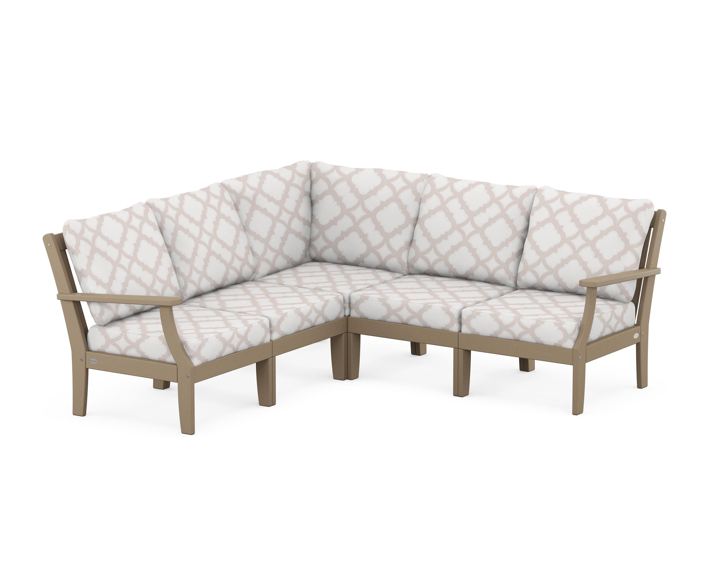 Braxton Modular 5-Piece Deep Seating Set in Vintage Sahara / Trellis Dune Burlap