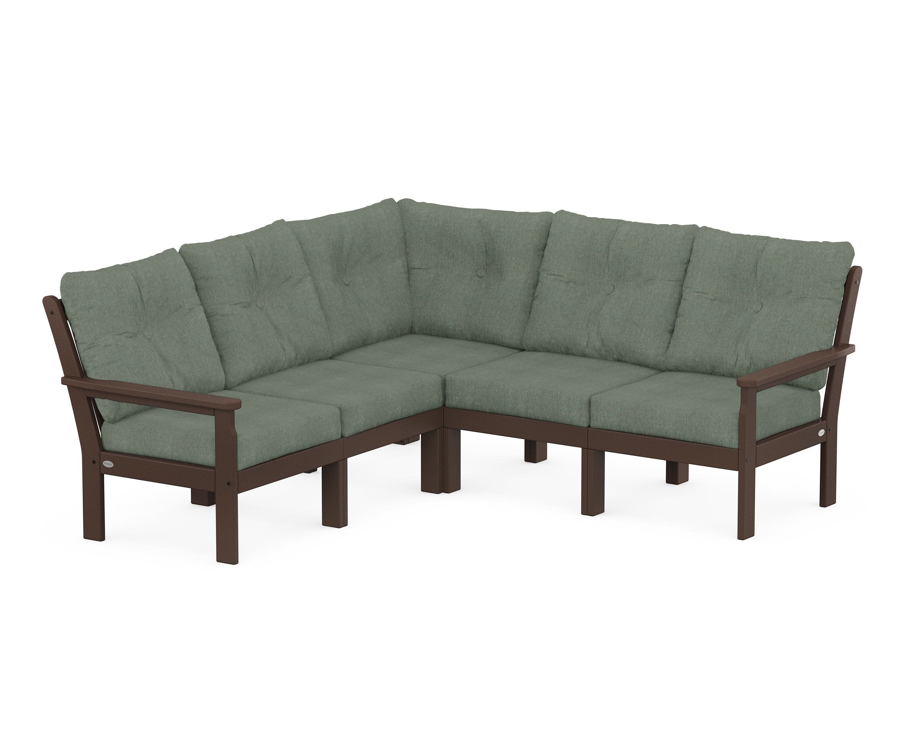 Vineyard 5-Piece Sectional in Mahogany / Cast Sage