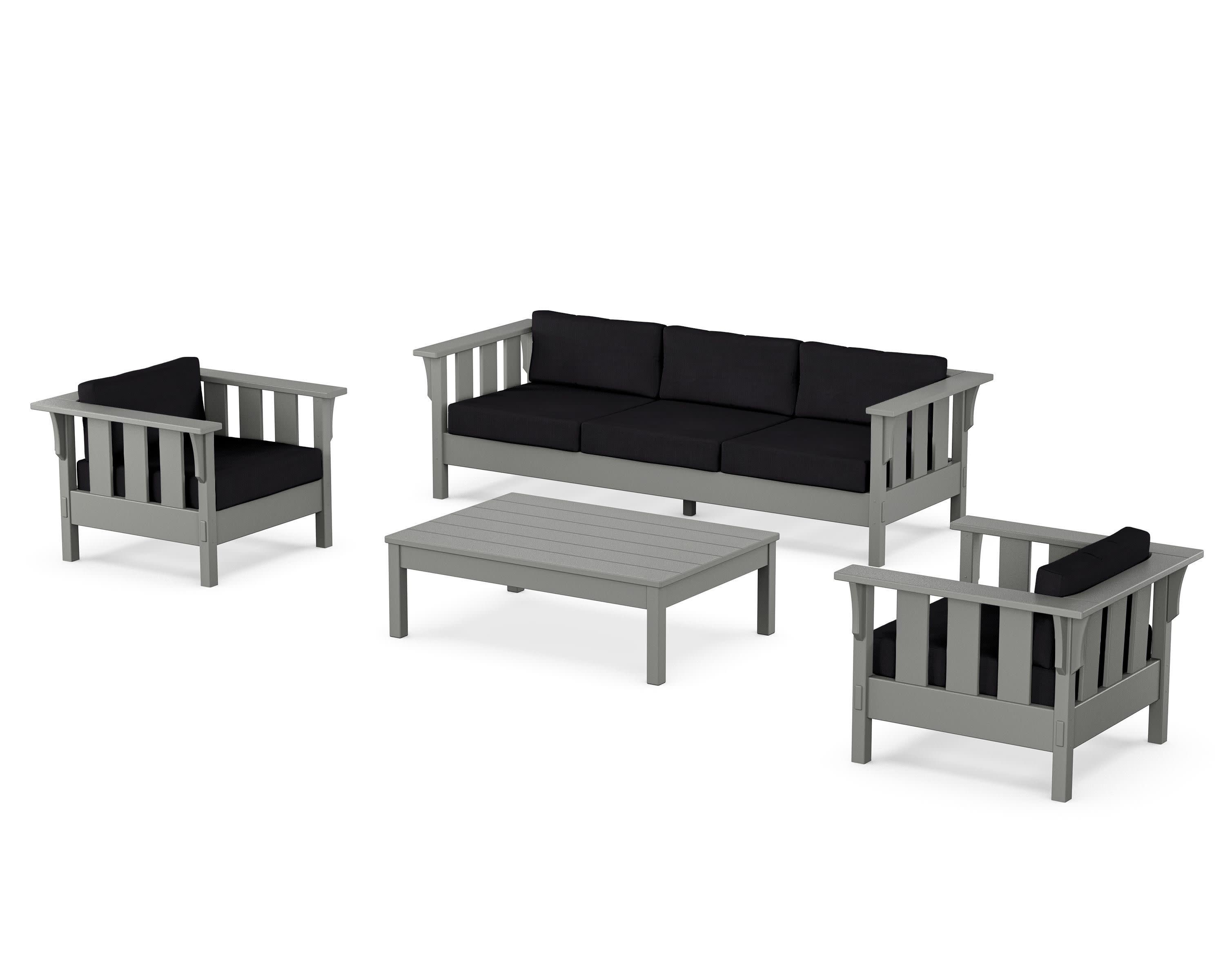 Acadia 4-Piece Deep Seating Set with Sofa in Slate Grey / Midnight Linen