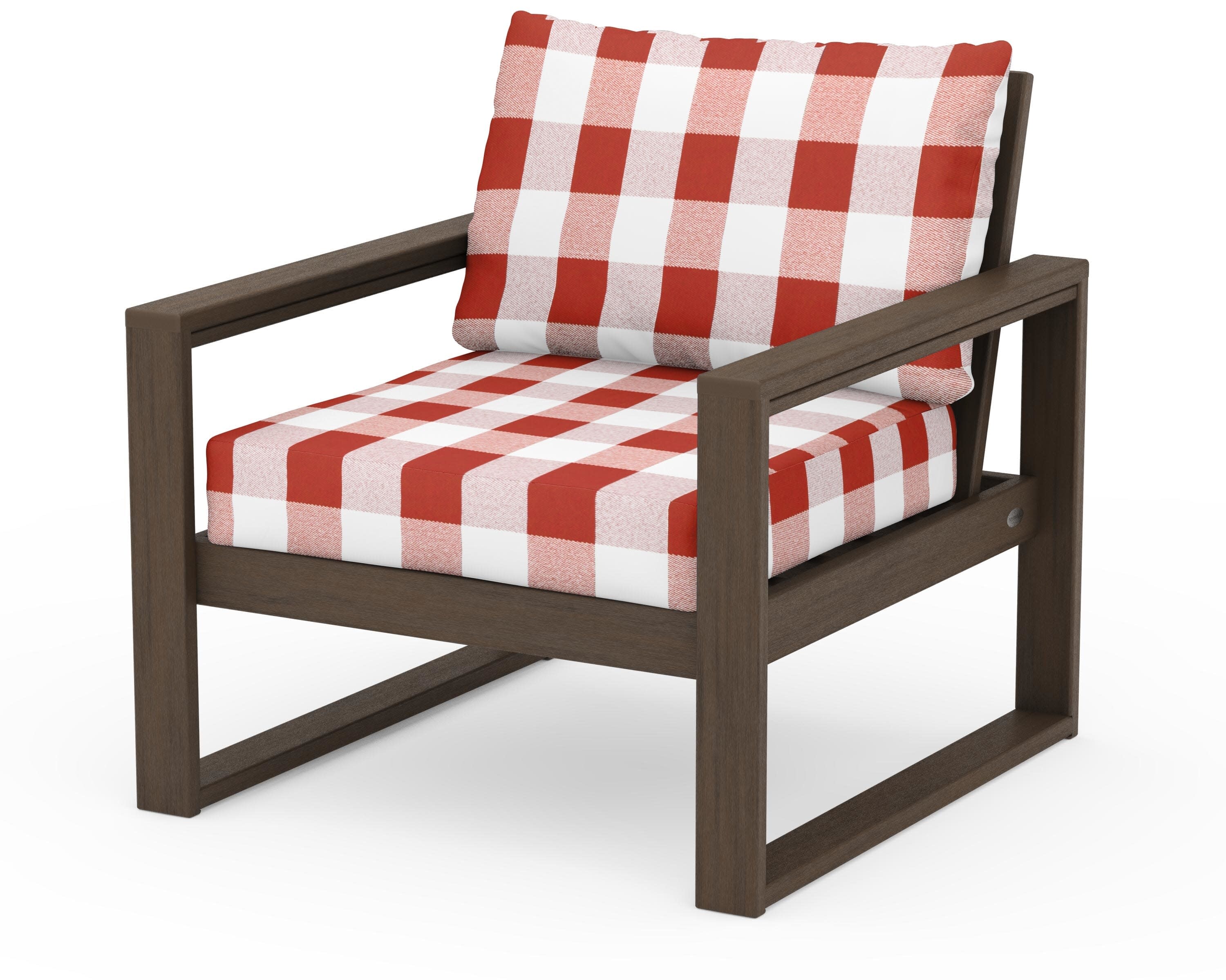 EDGE Club Chair in Kona / Buffalo Plaid Crimson