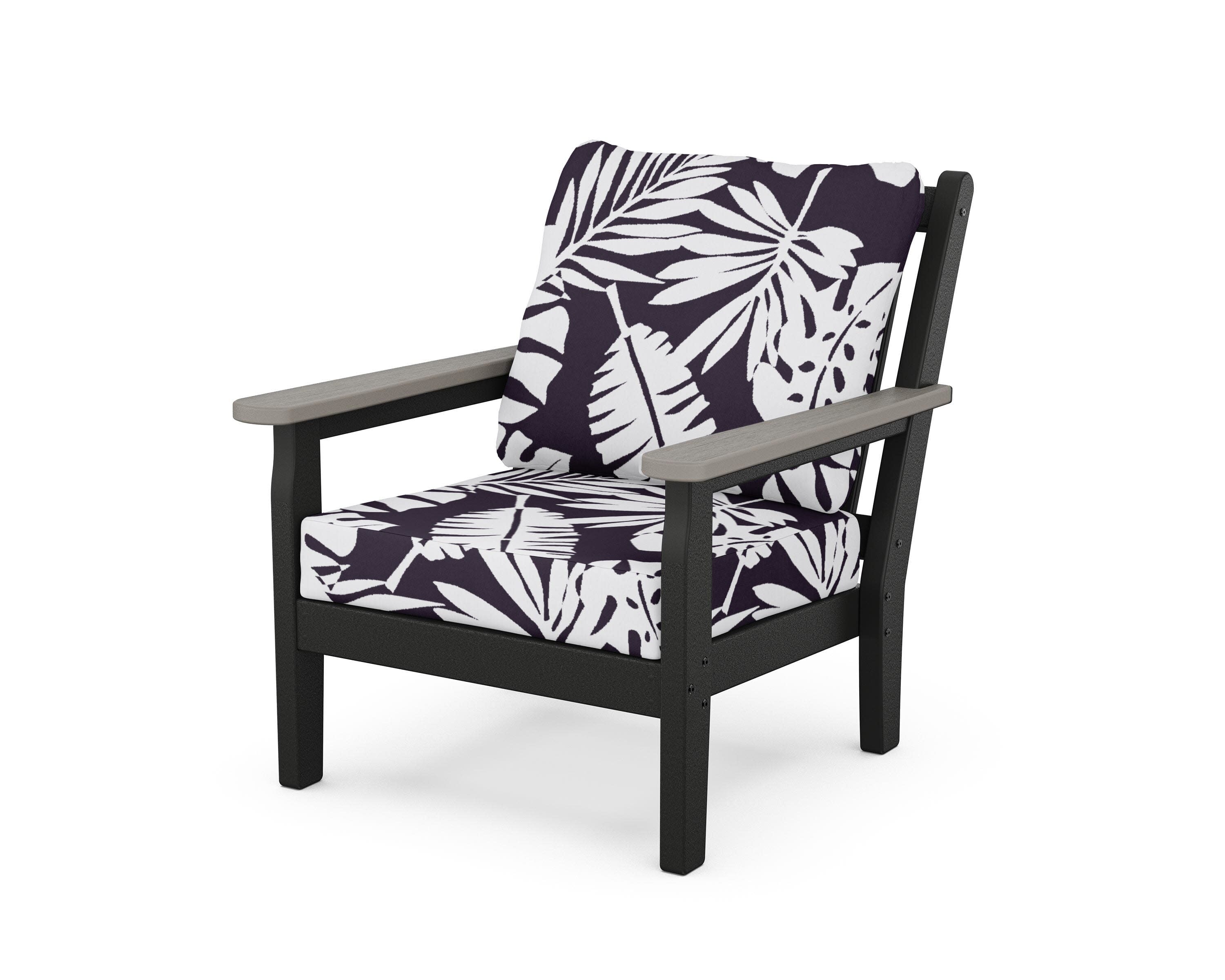 Chippendale Deep Seating Chair in Black / Driftwood / Leaf Navy