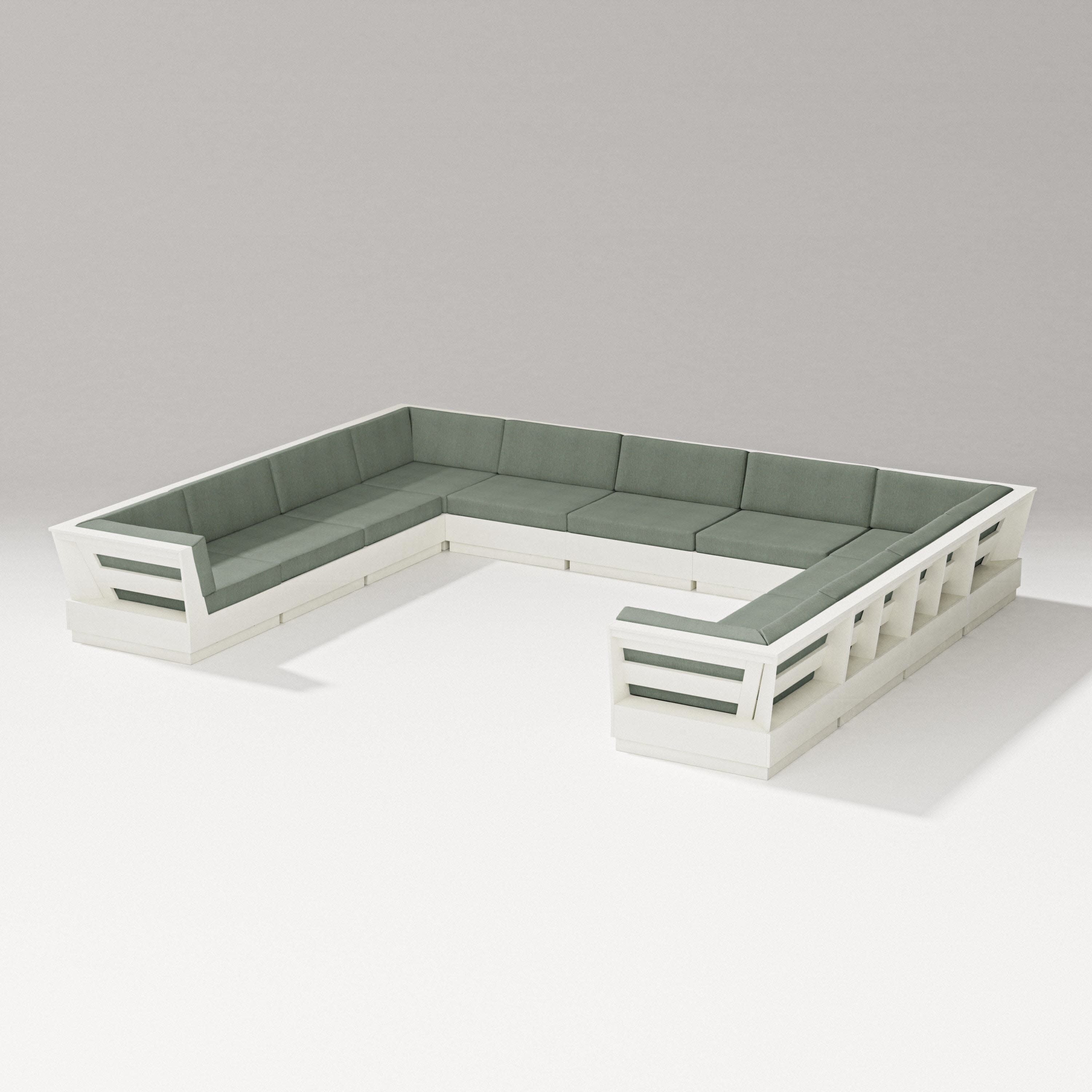 Elevate Large U-Shaped Sectional in Vintage White / Cast Sage