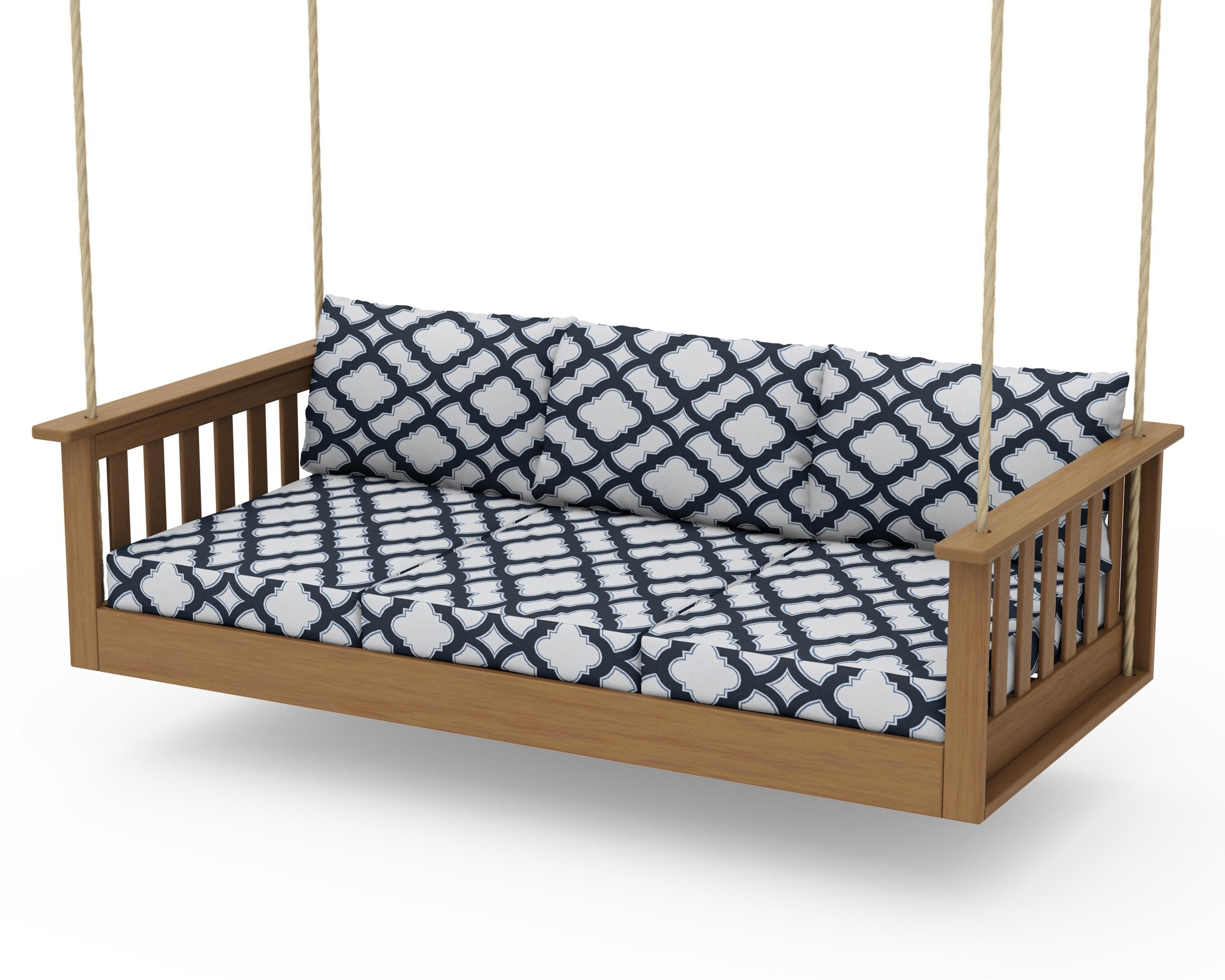 Vineyard Daybed Swing in Natural / Trellis Marine Indigo