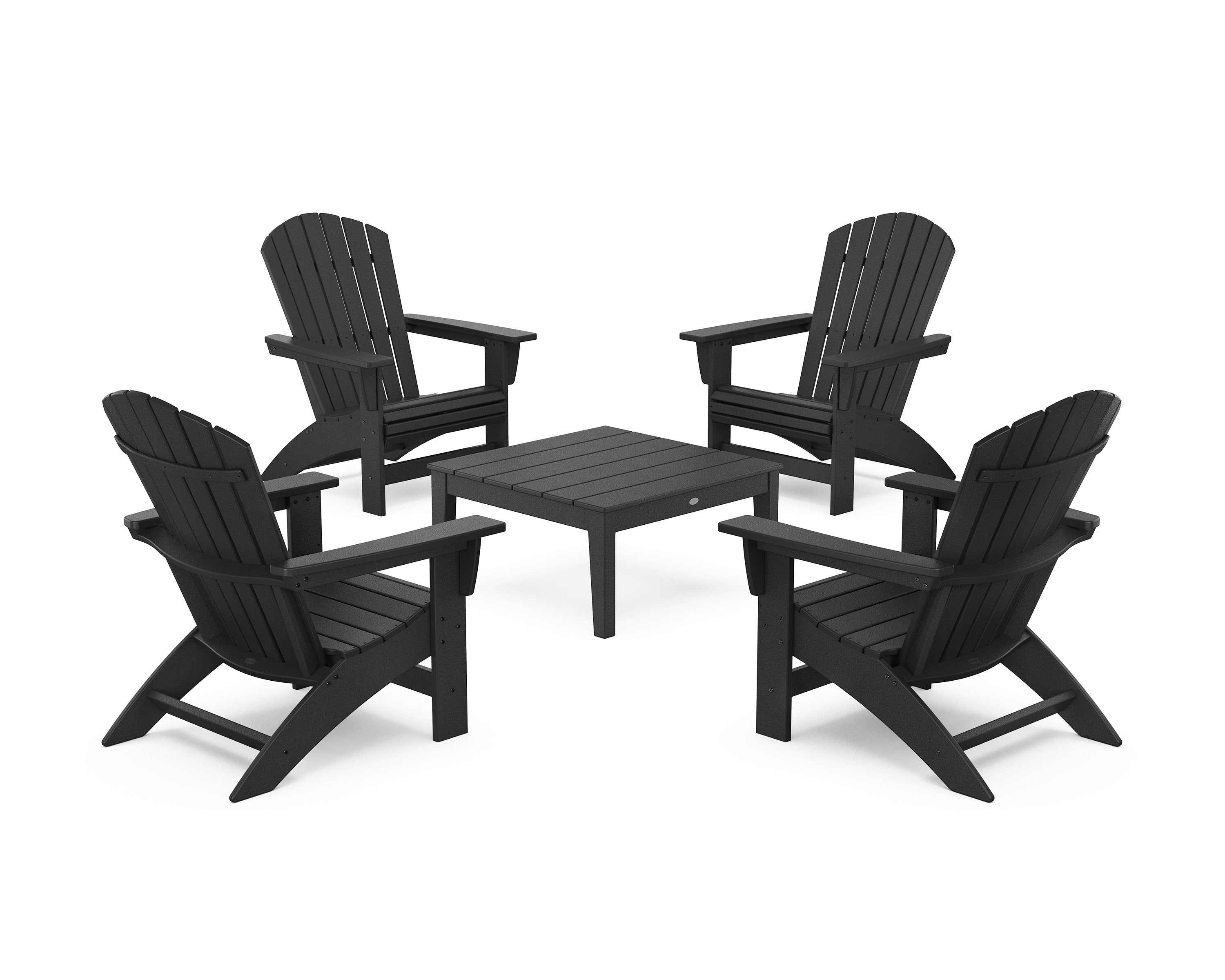 5-Piece Nautical Grand Adirondack Chair Conversation Group in Black