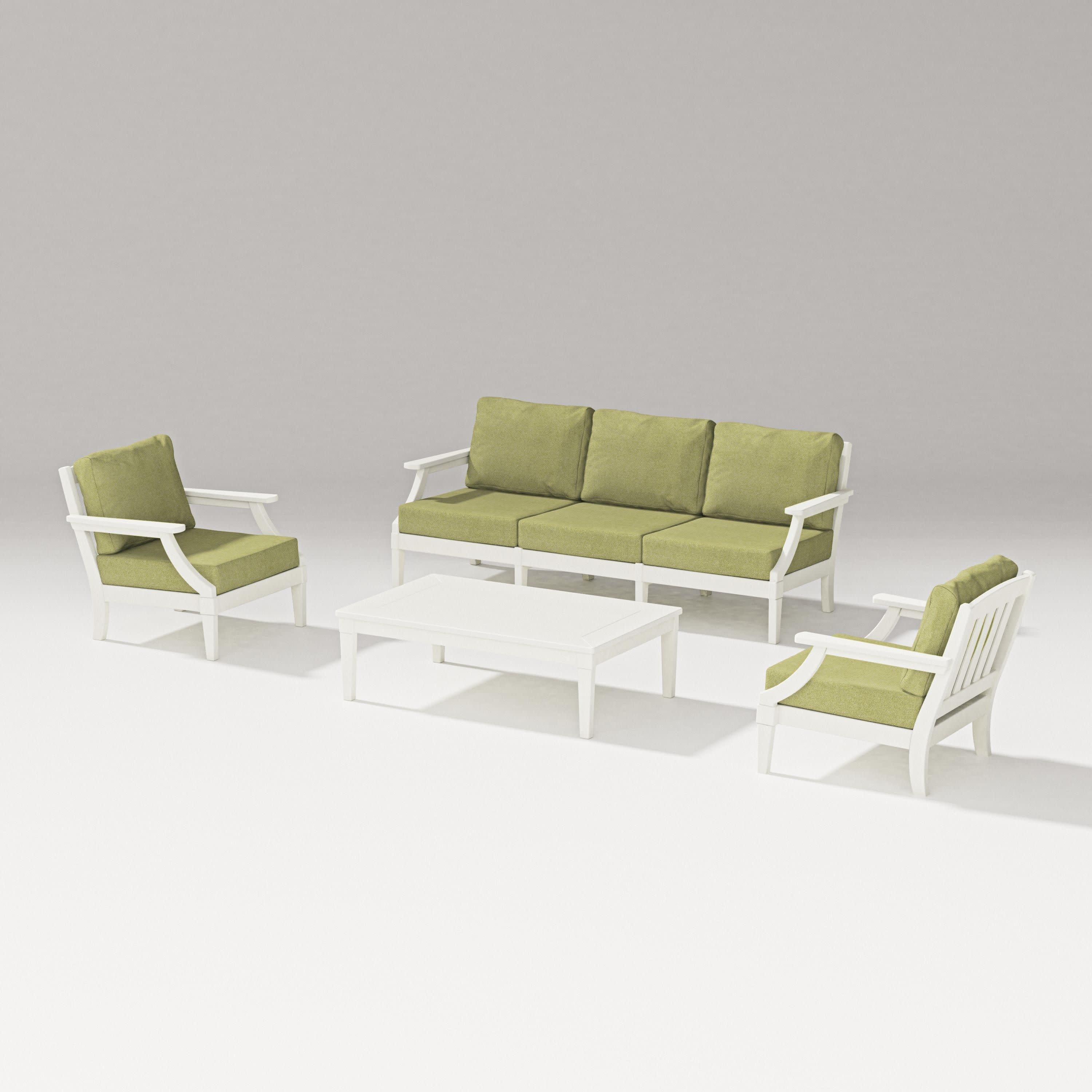 Estate 4-Piece Lounge Sofa Set in Vintage White / Chartreuse Boucle