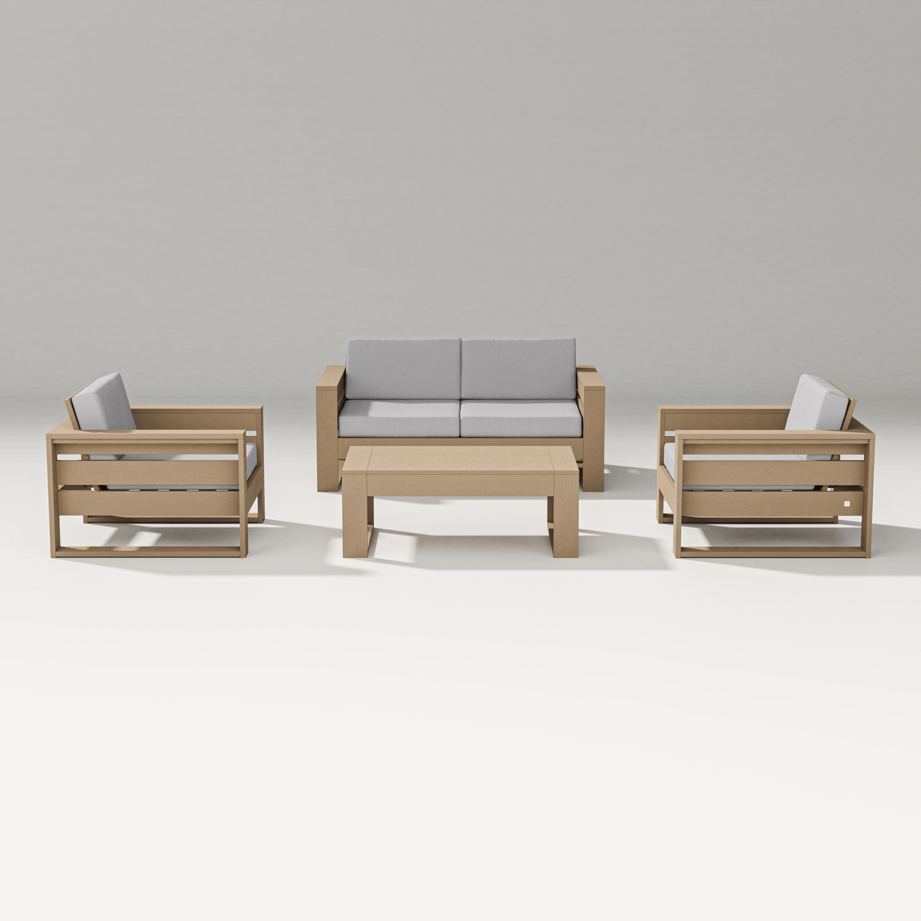Latitude 4-Piece Lounge Loveseat Set in Vintage Sahara / Granite