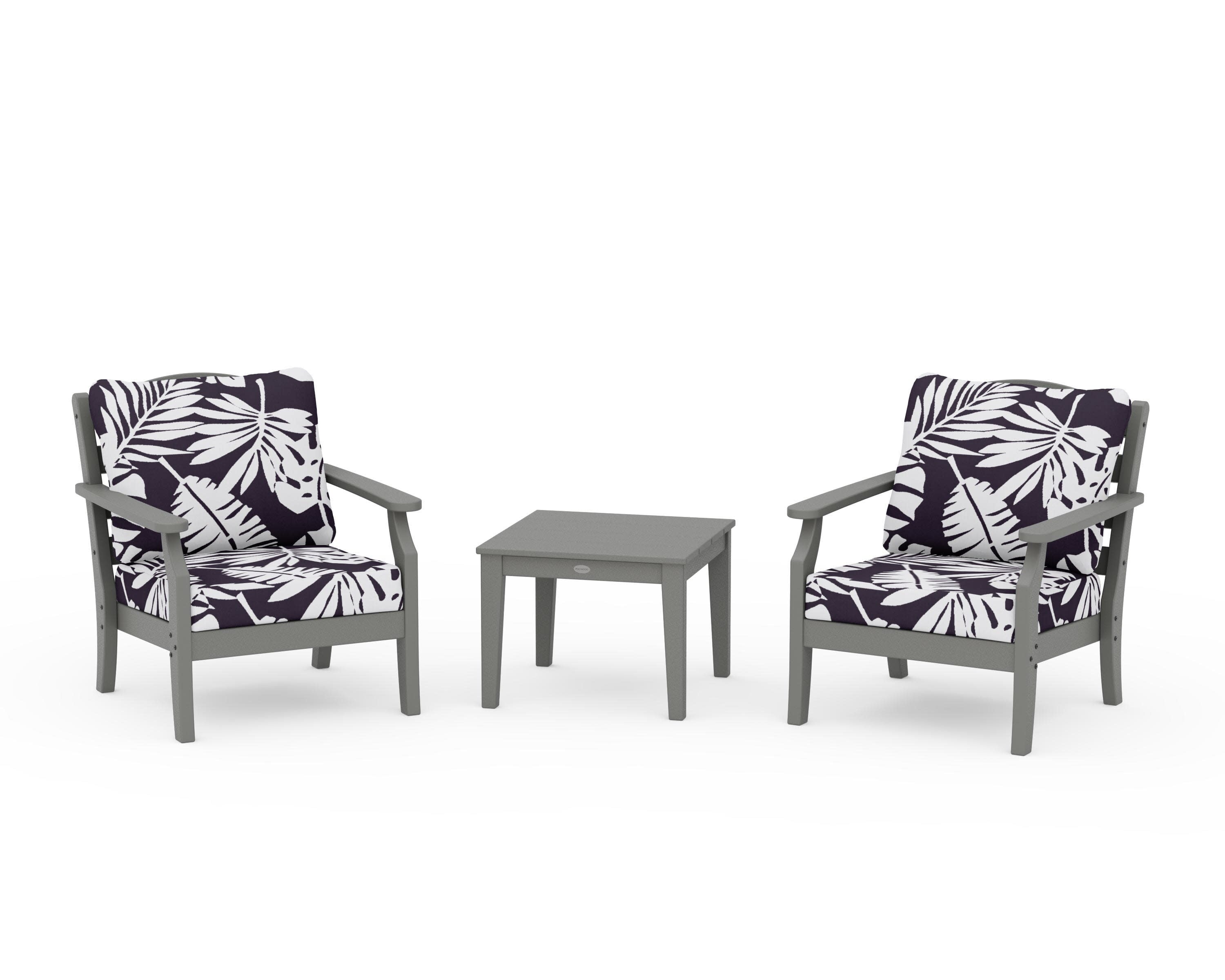 Savannah 3-Piece Deep Seating Set in Slate Grey / Leaf Navy