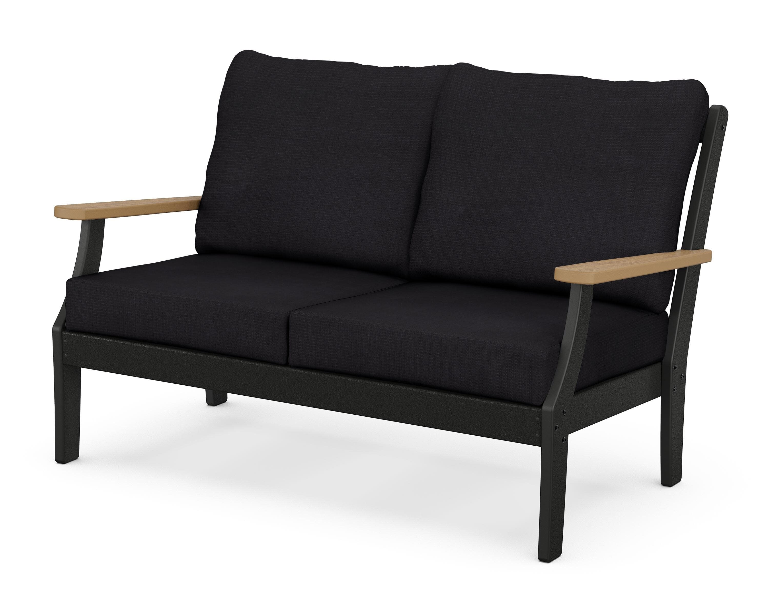 Braxton Deep Seating Loveseat in Black / Natural / Midnight Linen