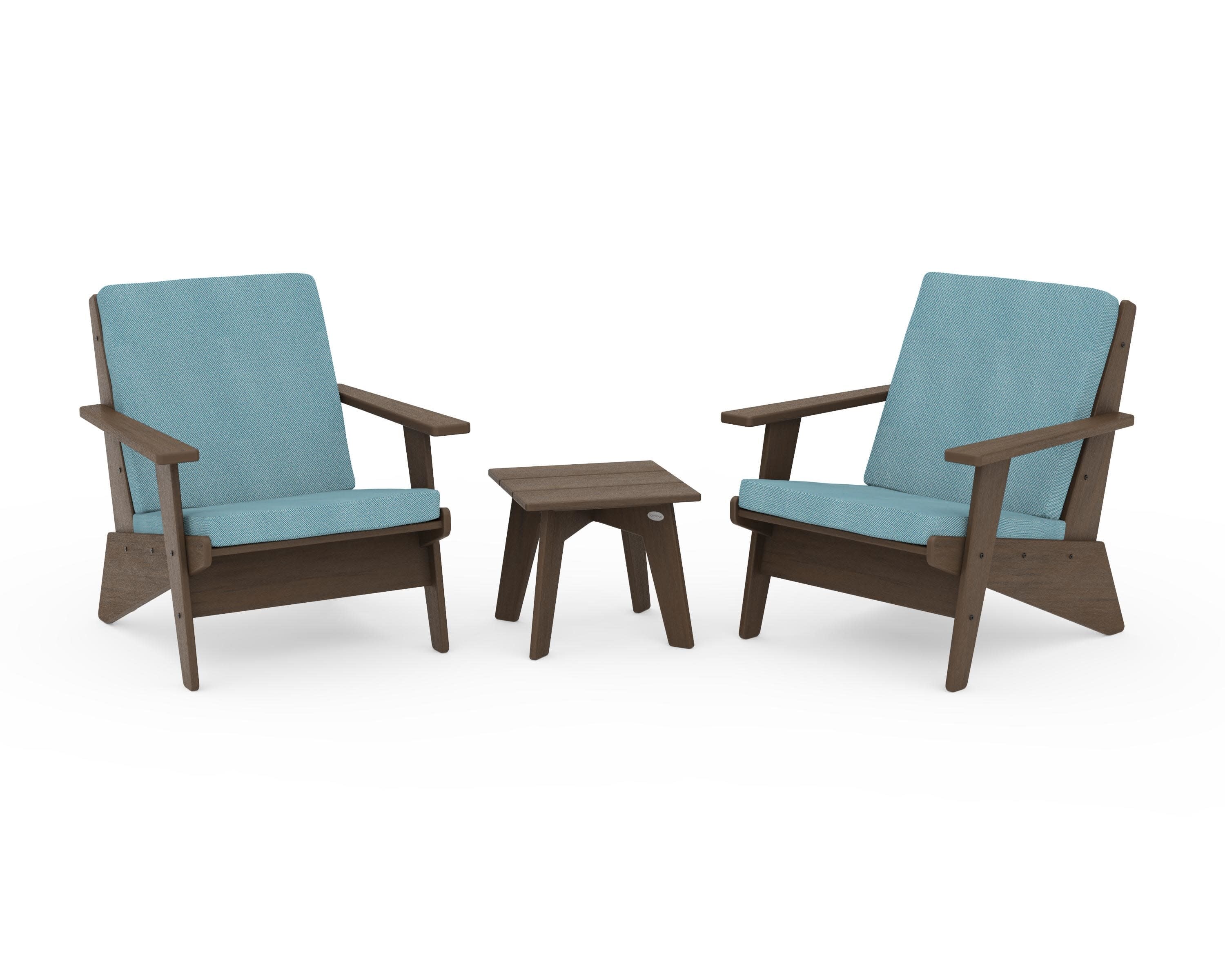Riviera Modern Lounge 3-Piece Set in Kona / Lattice Sky Blue
