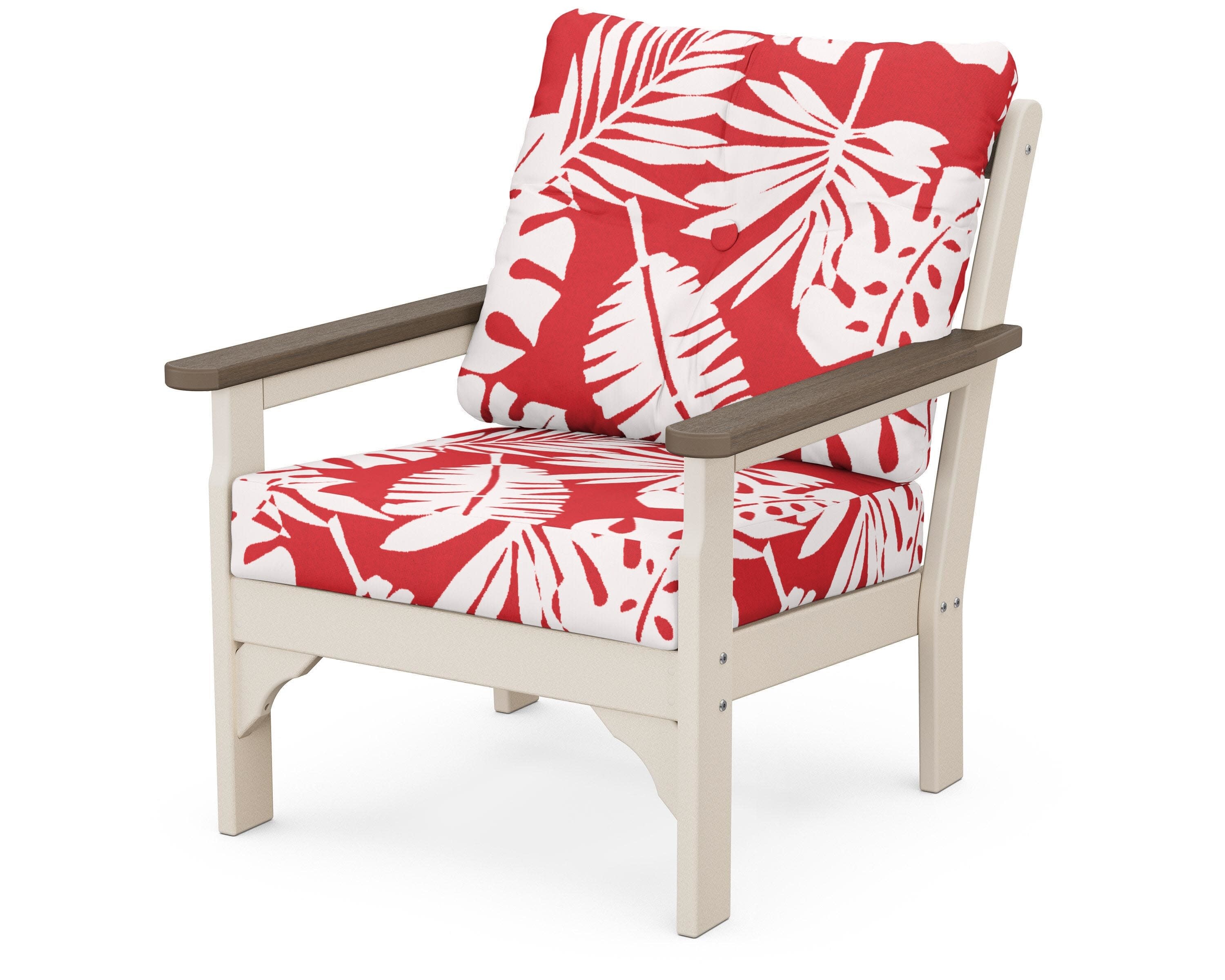 Vineyard Deep Seating Chair in Sand / Kona / Leaf Crimson