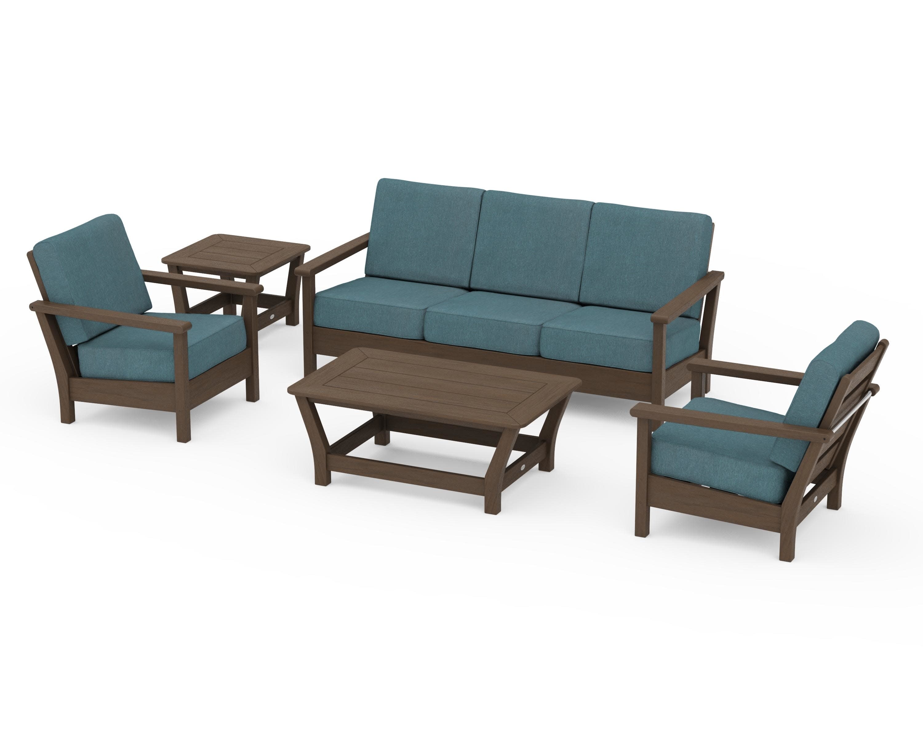 Harbour 5-Piece Deep Seating Set in Kona / Ocean Teal
