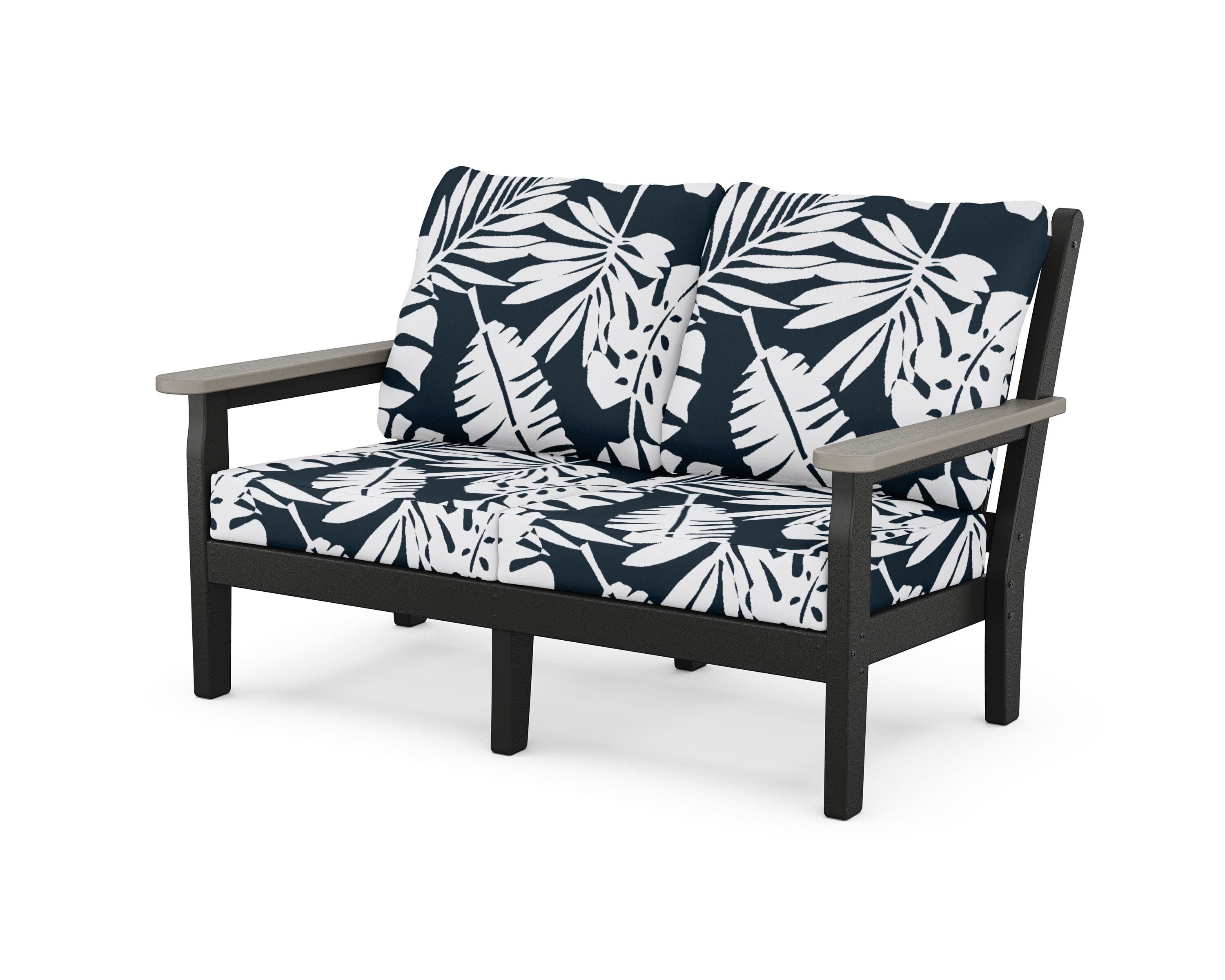 Chippendale Deep Seating Loveseat in Black / Driftwood / Leaf Marine Indigo