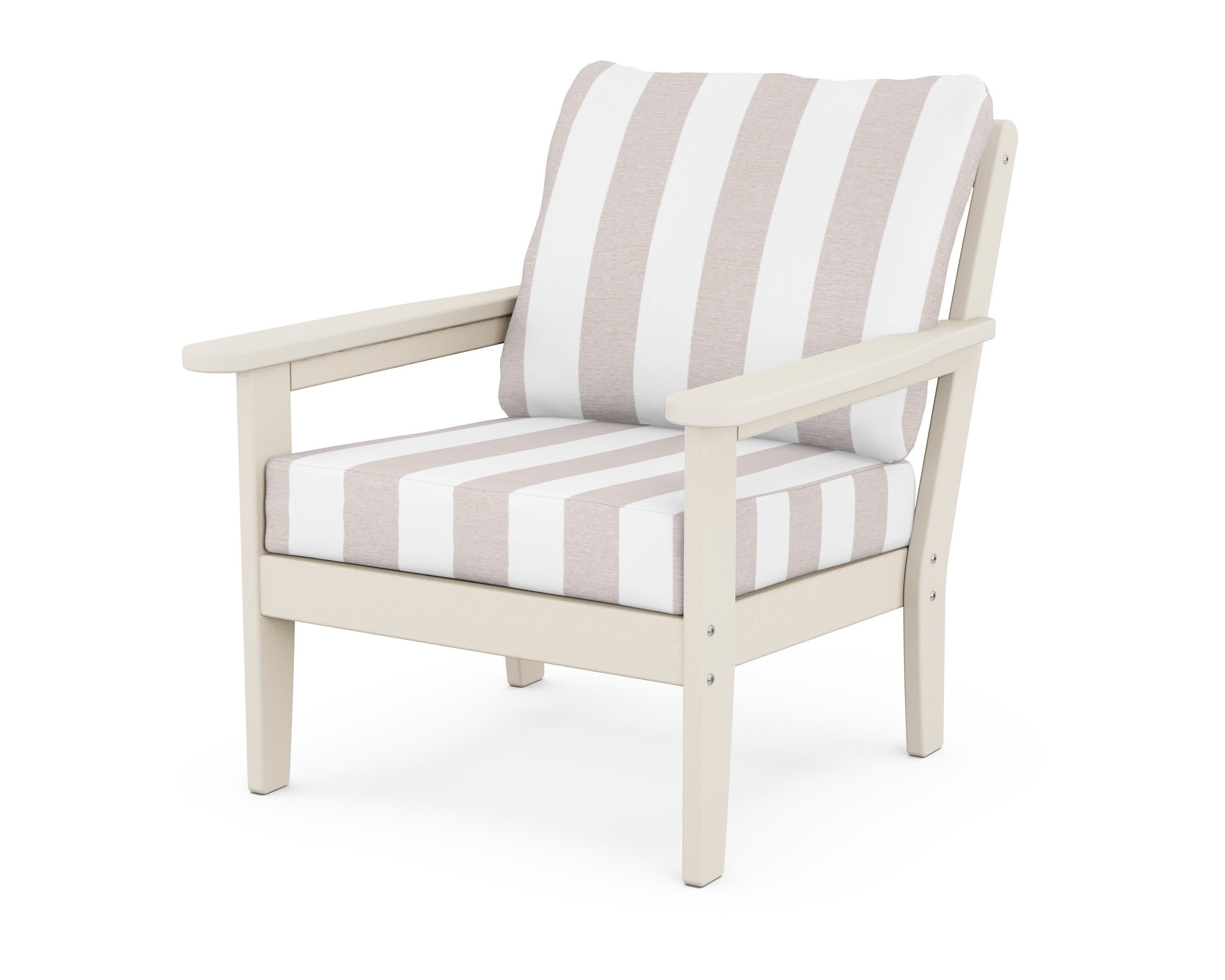 Cottage Deep Seating Chair in Sand / Cabana Stripe Dune Burlap