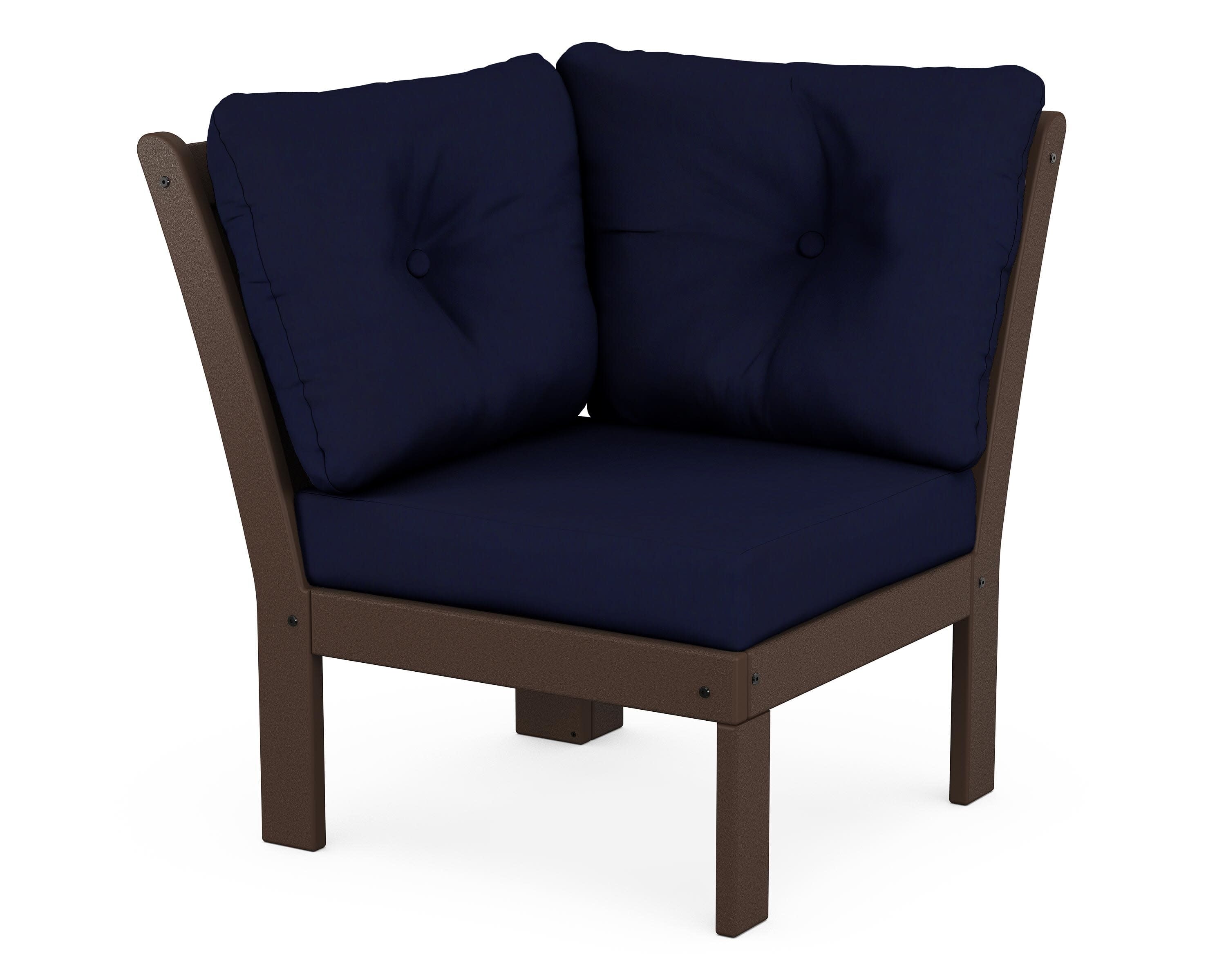 Vineyard Modular Corner Chair in Mahogany / Navy