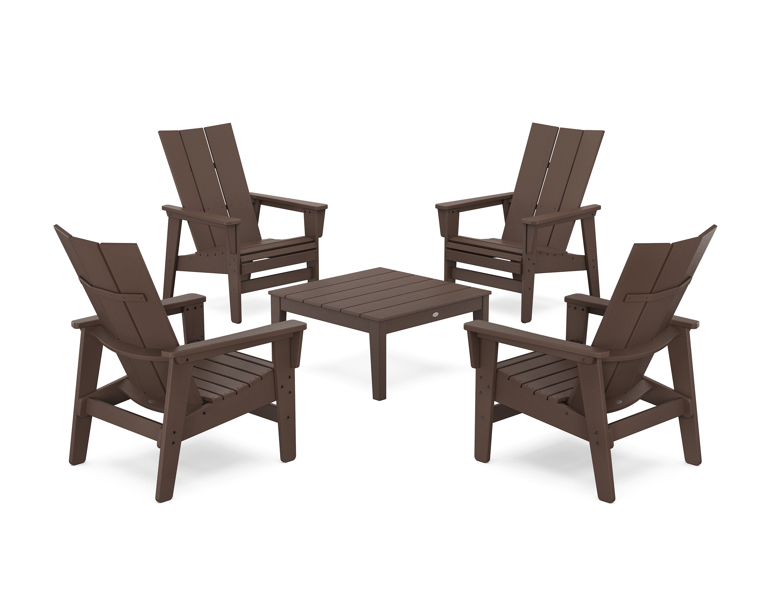 5-Piece Modern Grand Upright Adirondack Chair Conversation Group in Mahogany