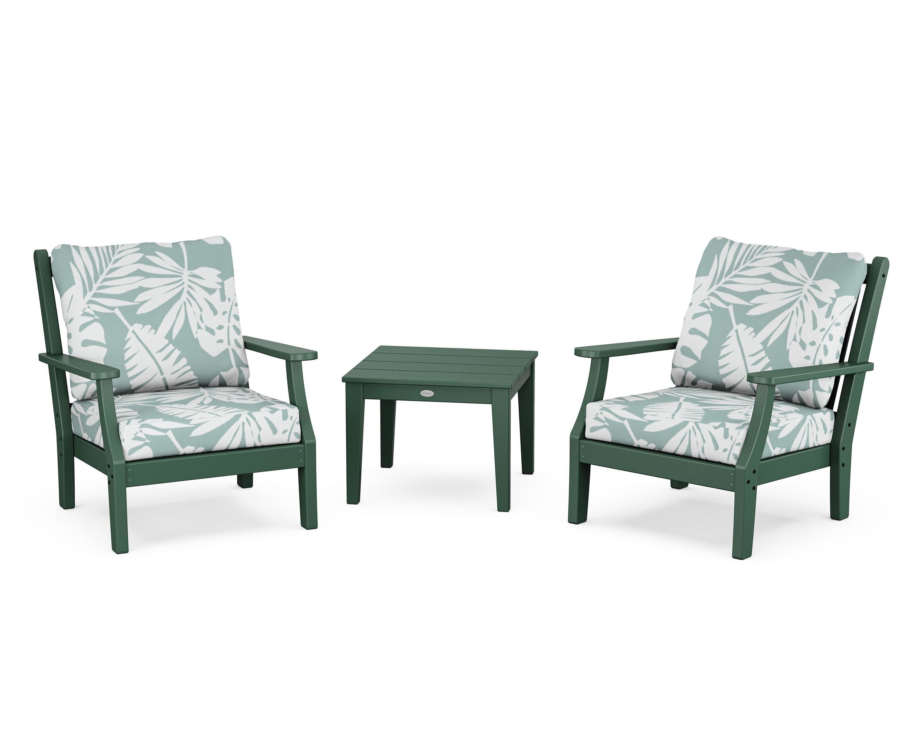 Wovendale 3-Piece Deep Seating Set in Green / Leaf Glacier Spa