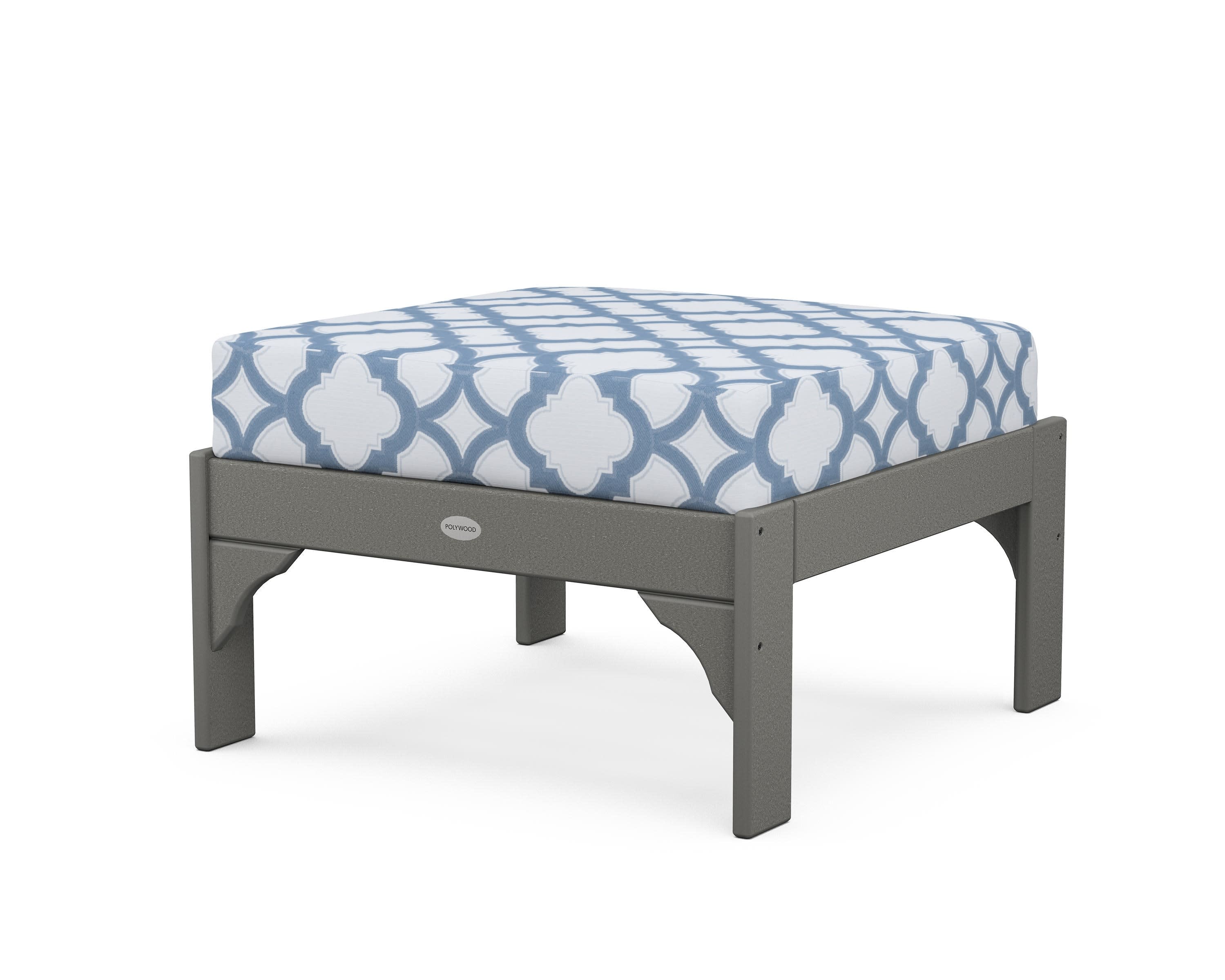 Vineyard Deep Seating Ottoman in Slate Grey / Trellis Sky Blue