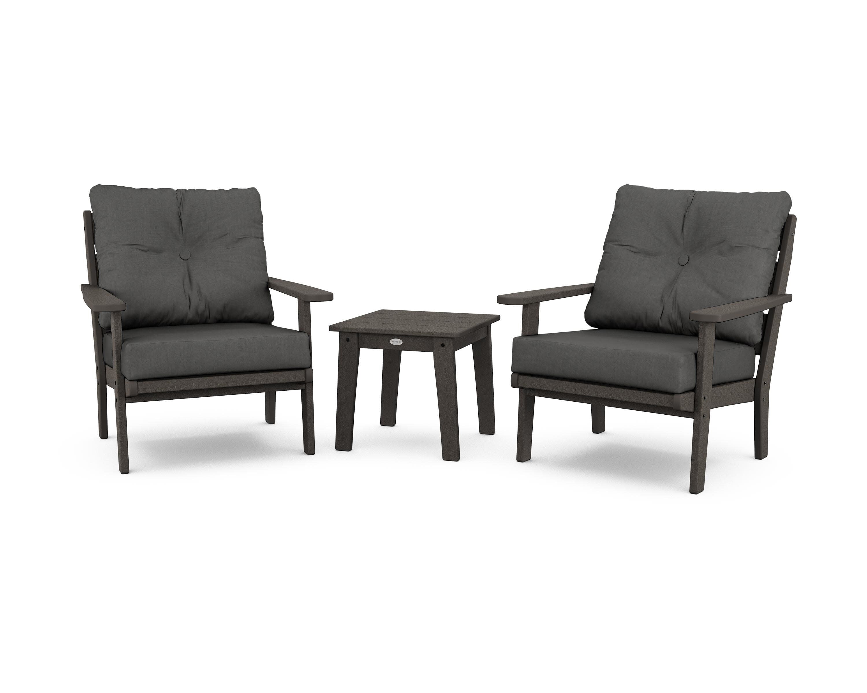 Lakeside 3-Piece Deep Seating Chair Set in Vintage Coffee / Spectrum Carbon