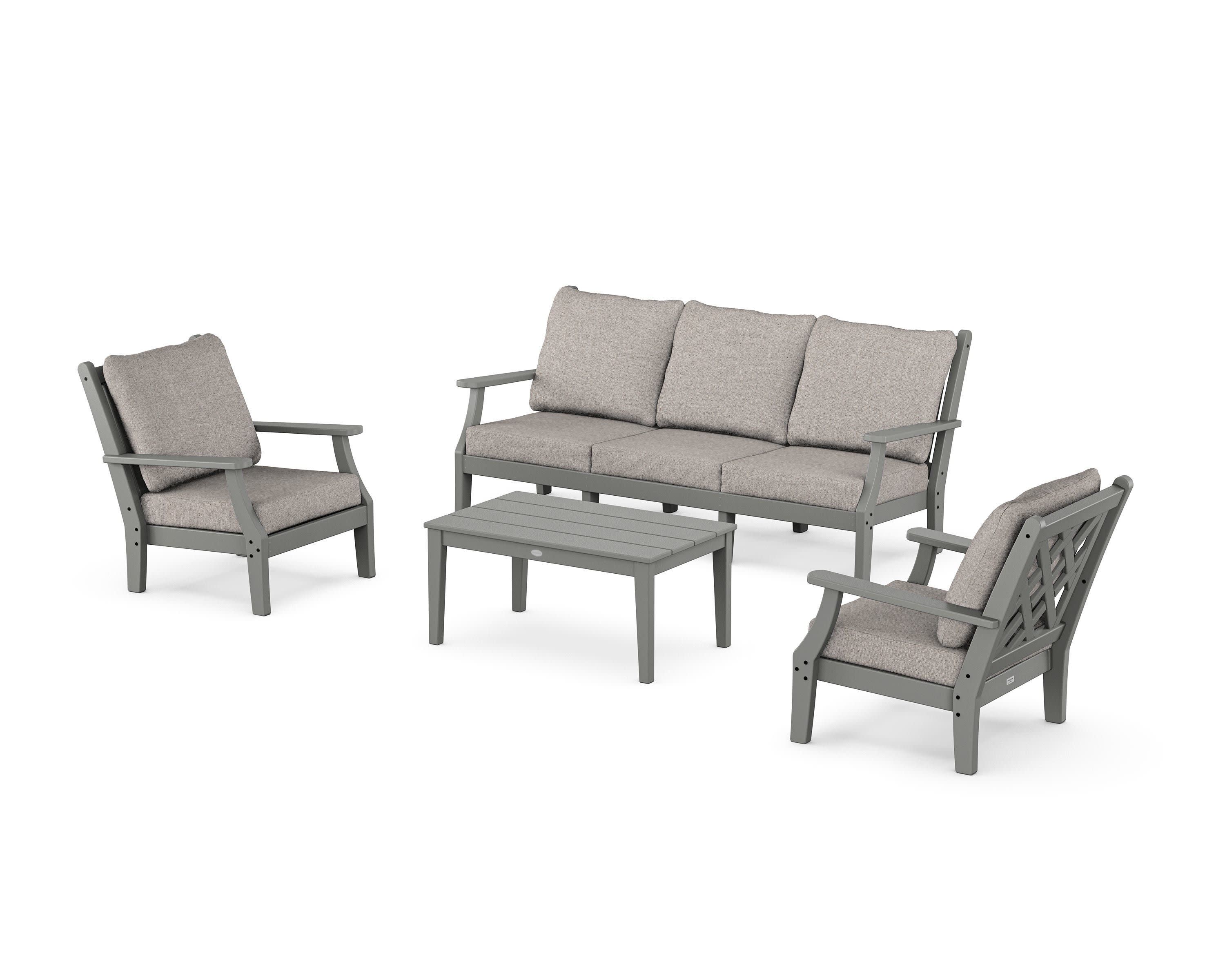 Wovendale 4-Piece Deep Seating Set with Sofa in Slate Grey / Weathered Tweed