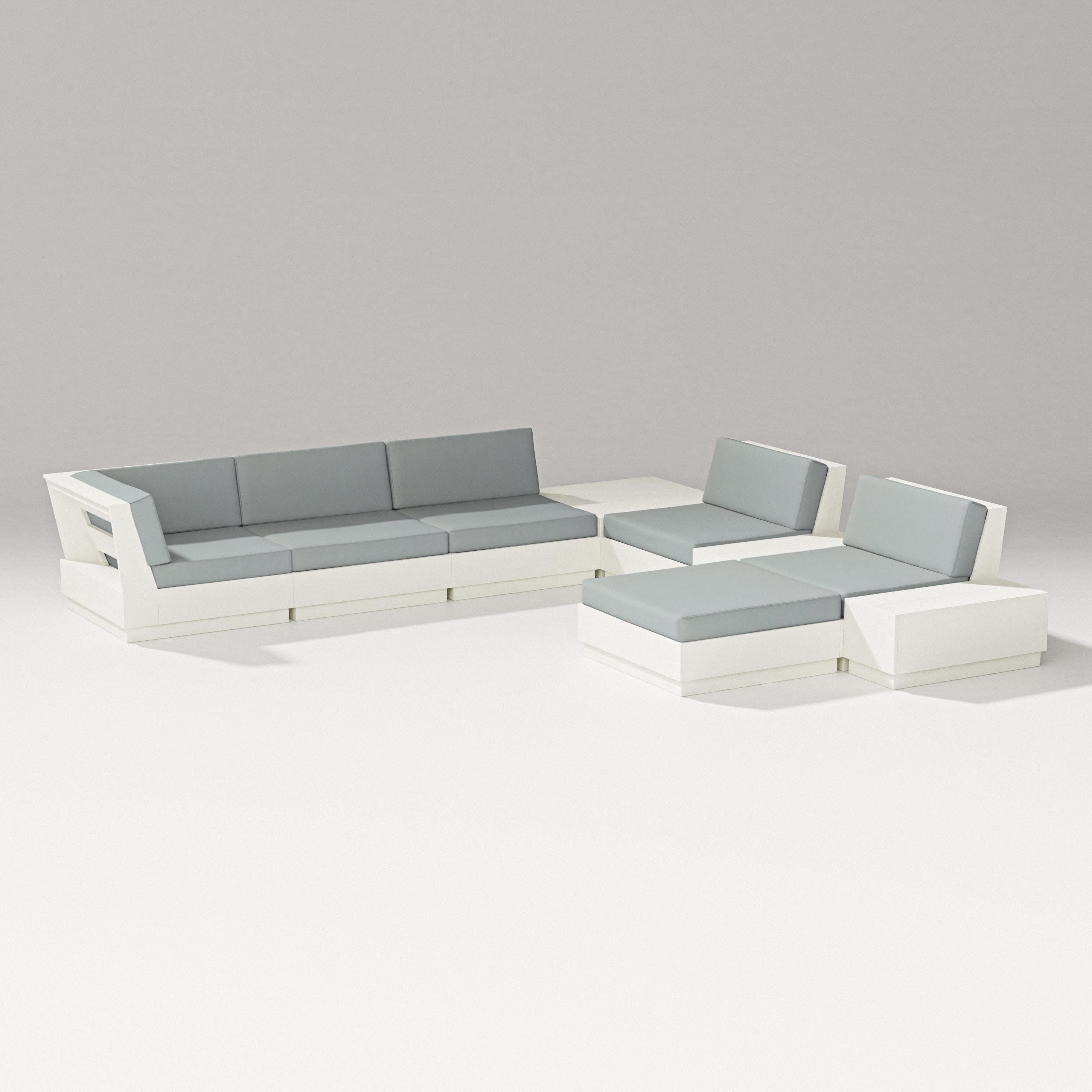 Elevate 9-Piece Conversation Sectional in Vintage White / Spa