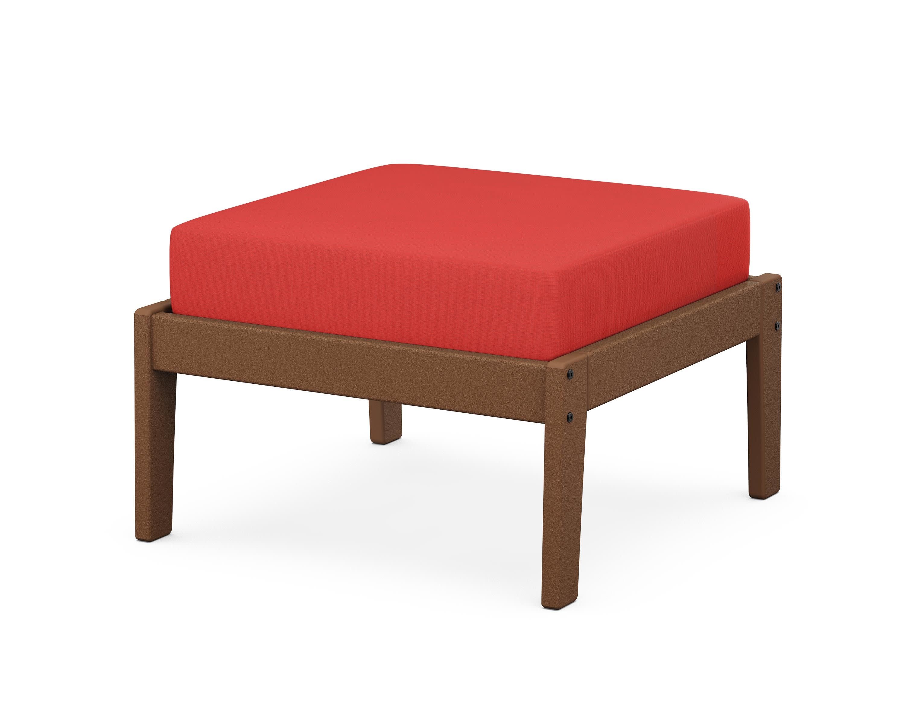 Deep Seating Ottoman in Teak / Crimson Linen