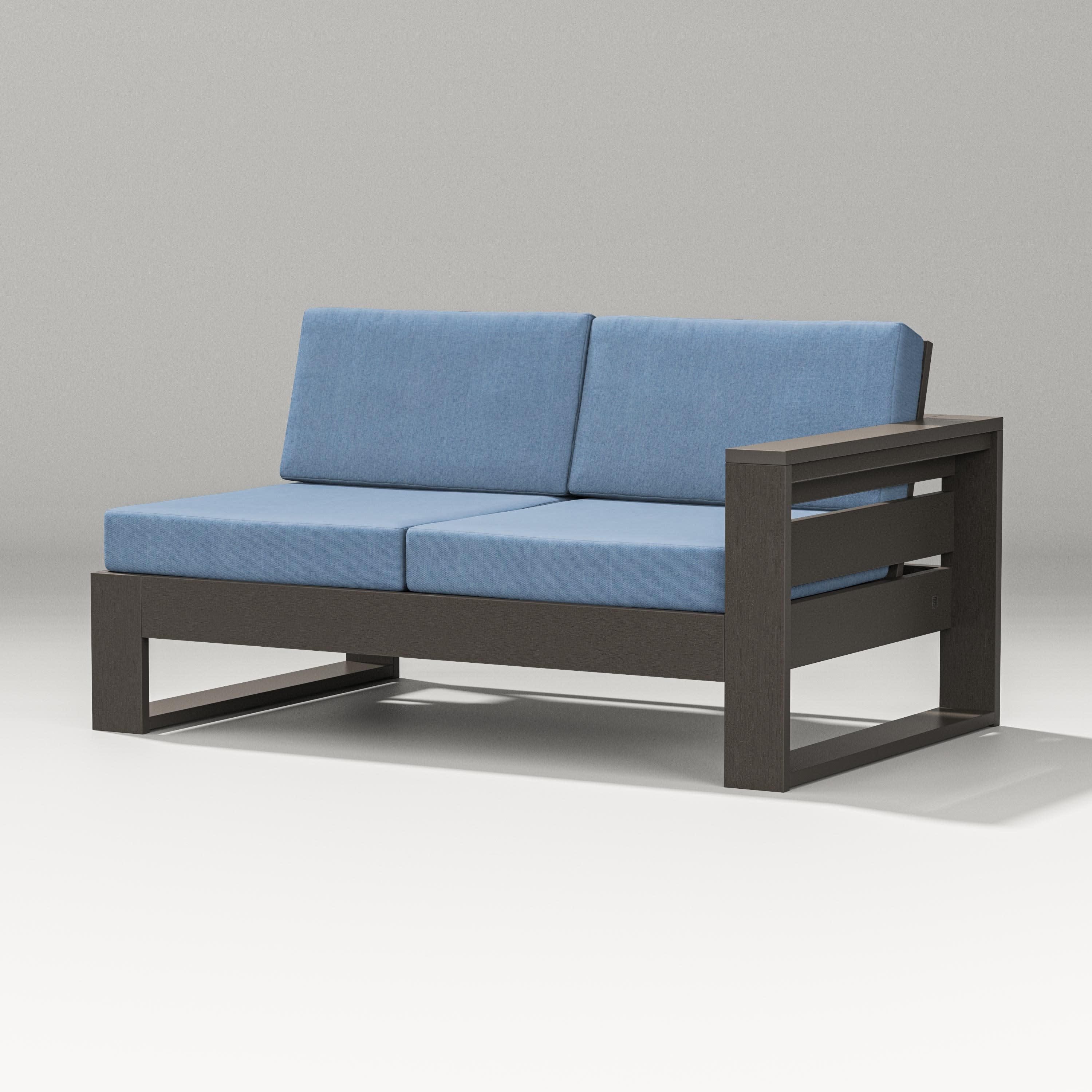Latitude Modular Right Arm Loveseat in Vintage Coffee / Sky Blue