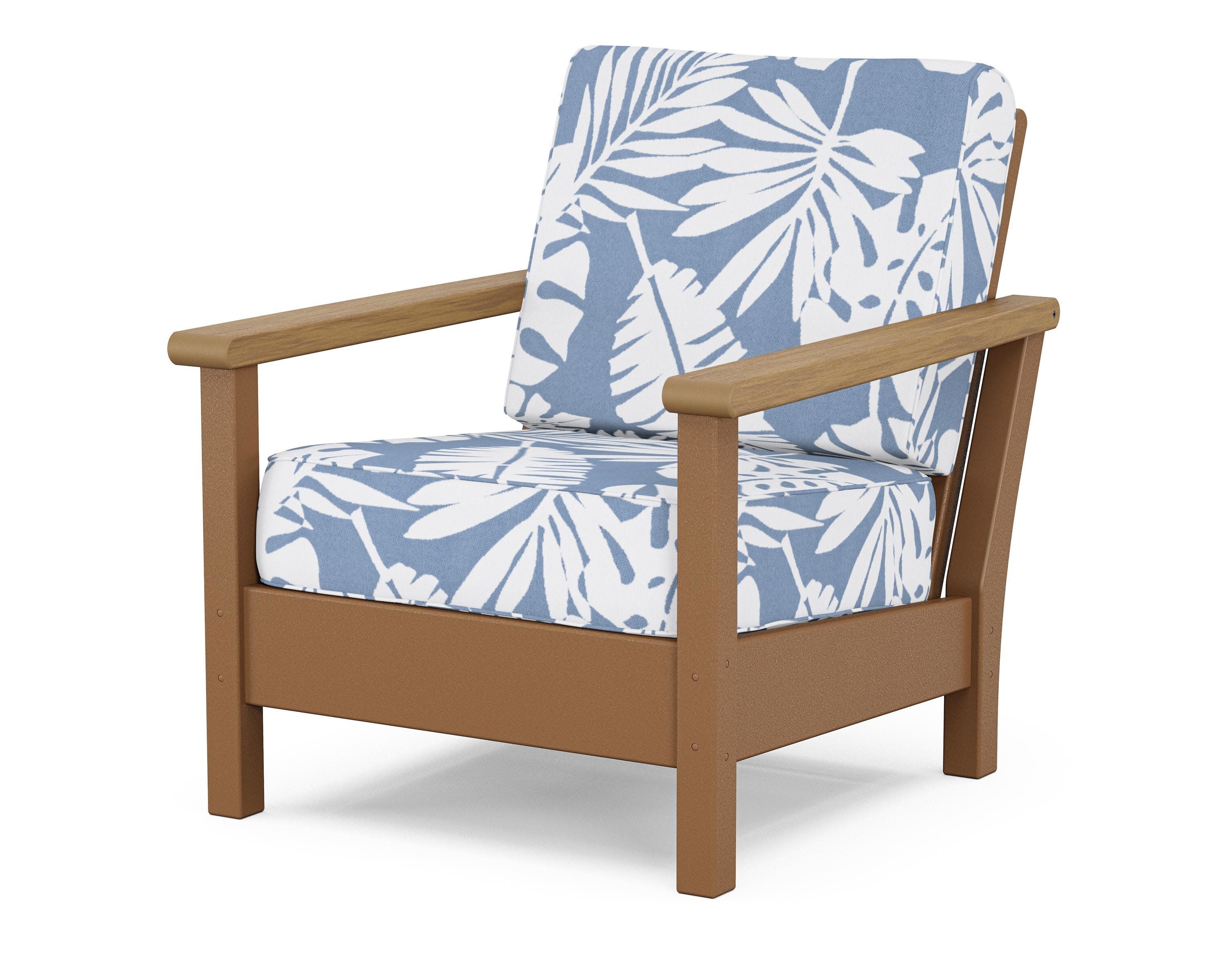 Harbour Deep Seating Chair in Teak / Natural / Leaf Sky Blue