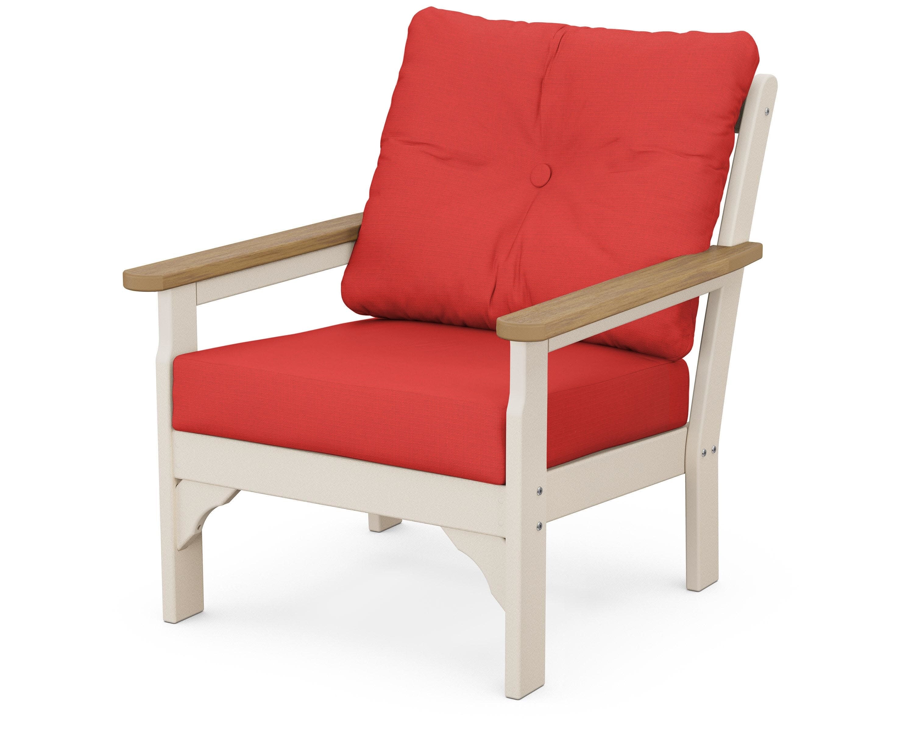 Vineyard Deep Seating Chair in Sand / Natural / Crimson Linen