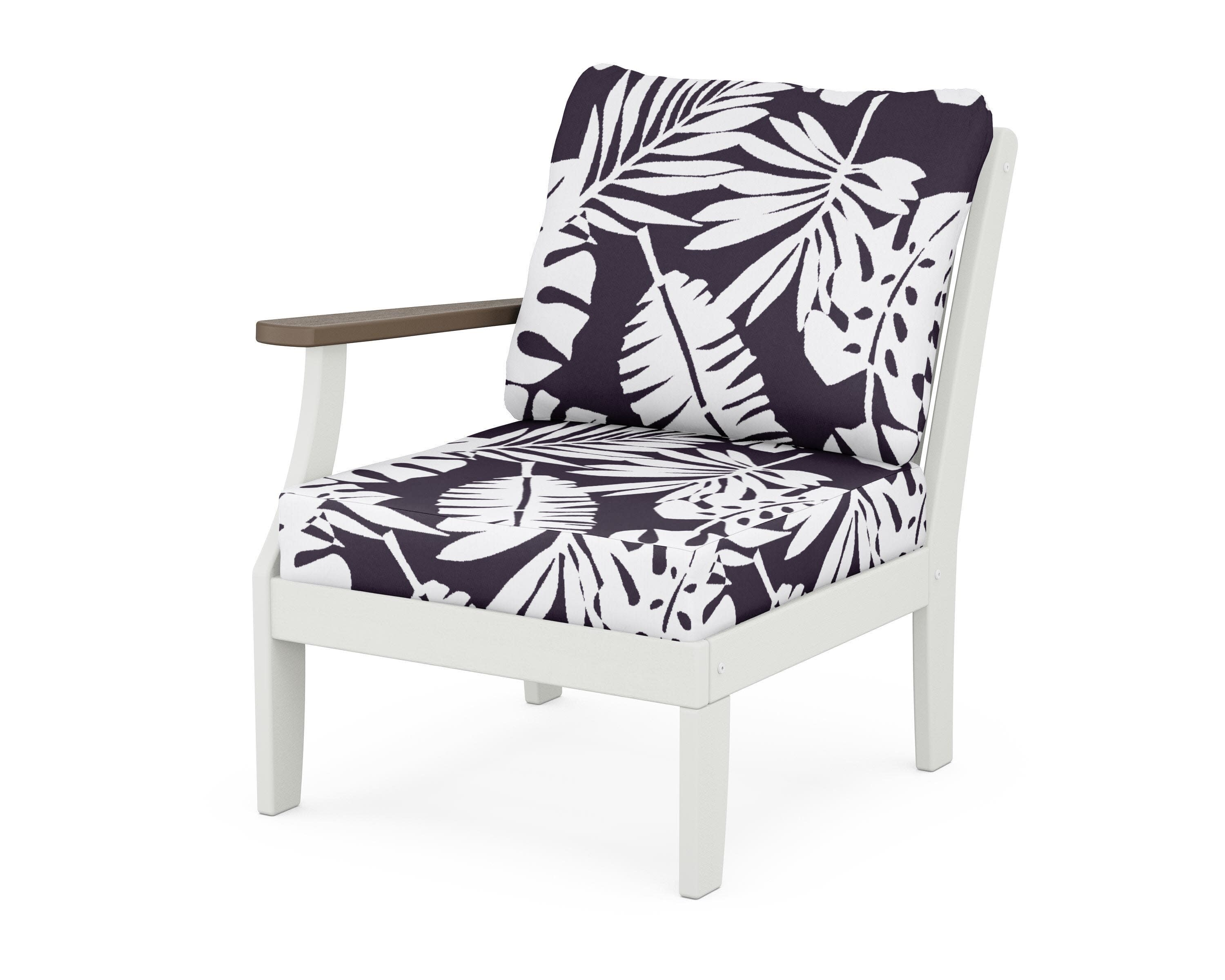 Braxton Modular Left Arm Chair in White / Kona / Leaf Navy
