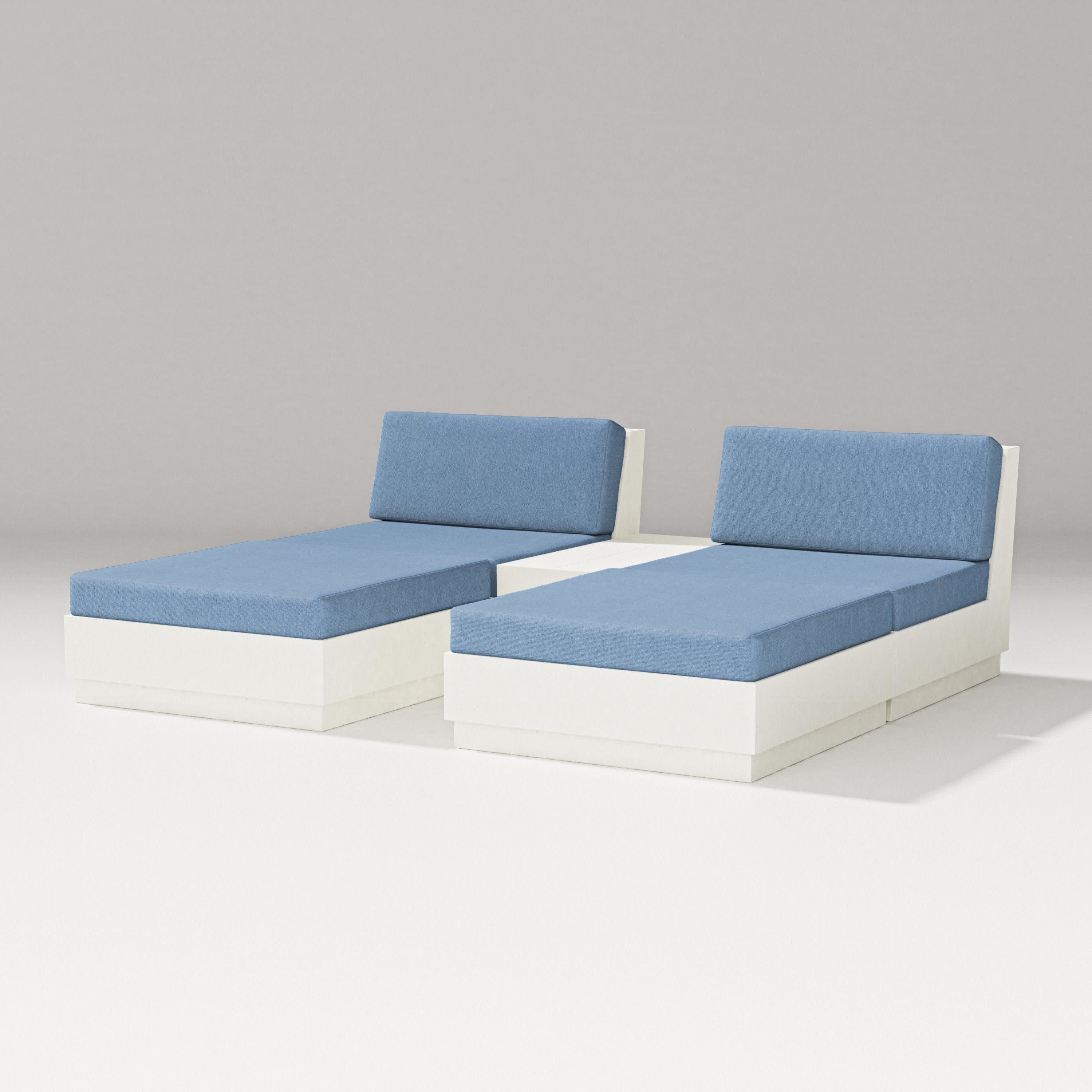 Elevate Double Chaise Set in Vintage White / Sky Blue