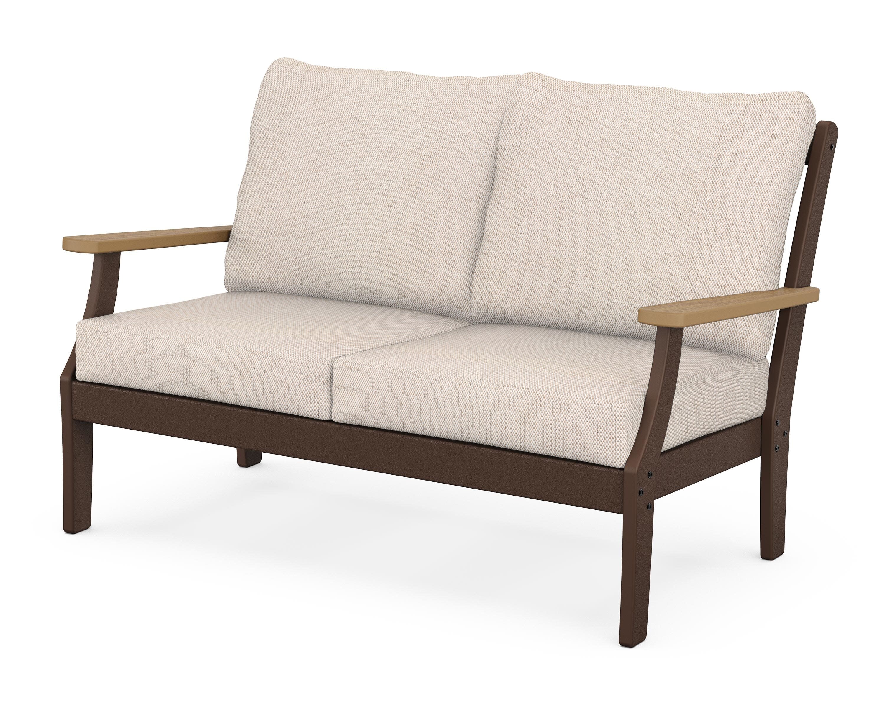 Braxton Deep Seating Loveseat in Mahogany / Natural / Blend Linen
