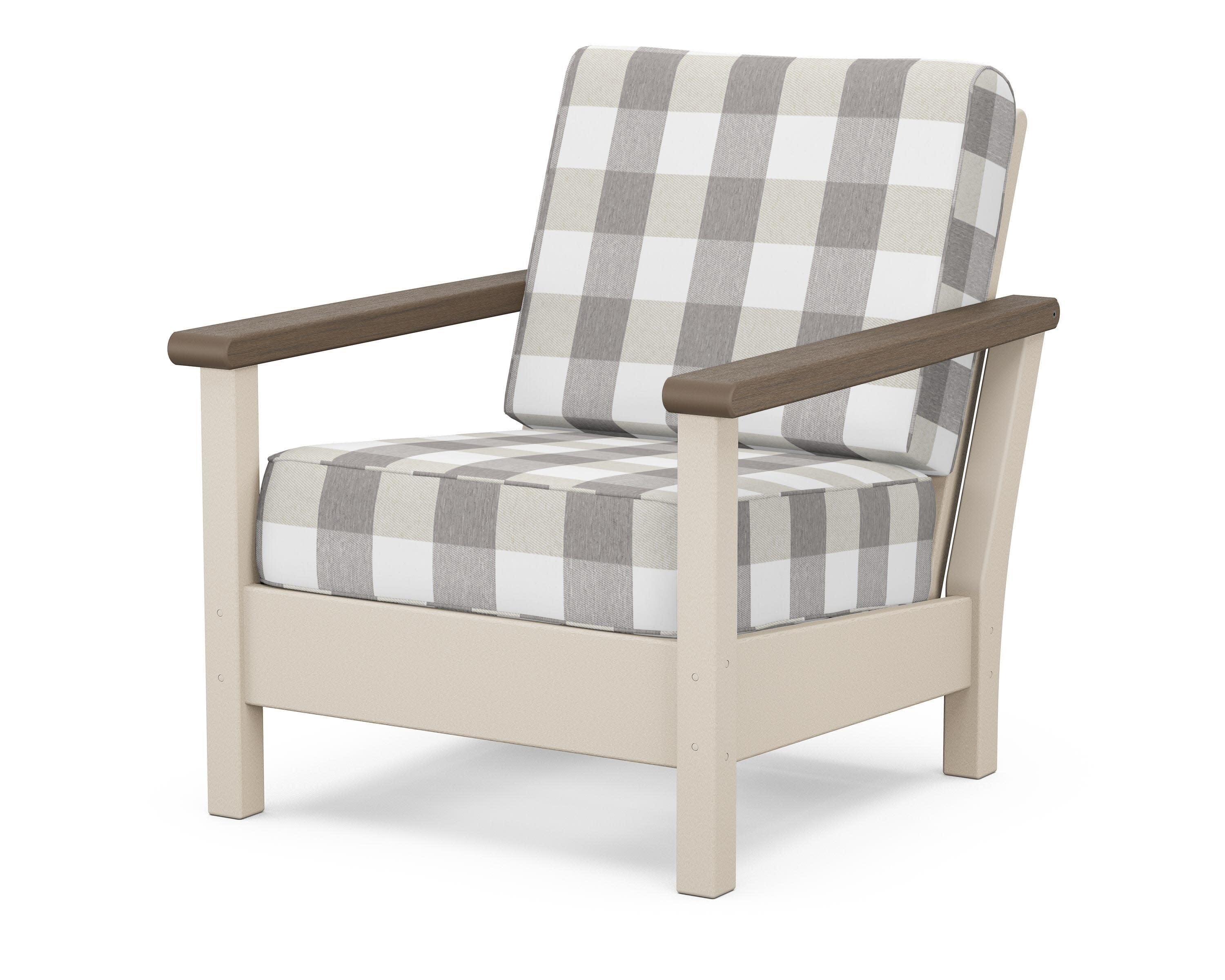 Harbour Deep Seating Chair in Sand / Kona / Buffalo Plaid Grey Mist