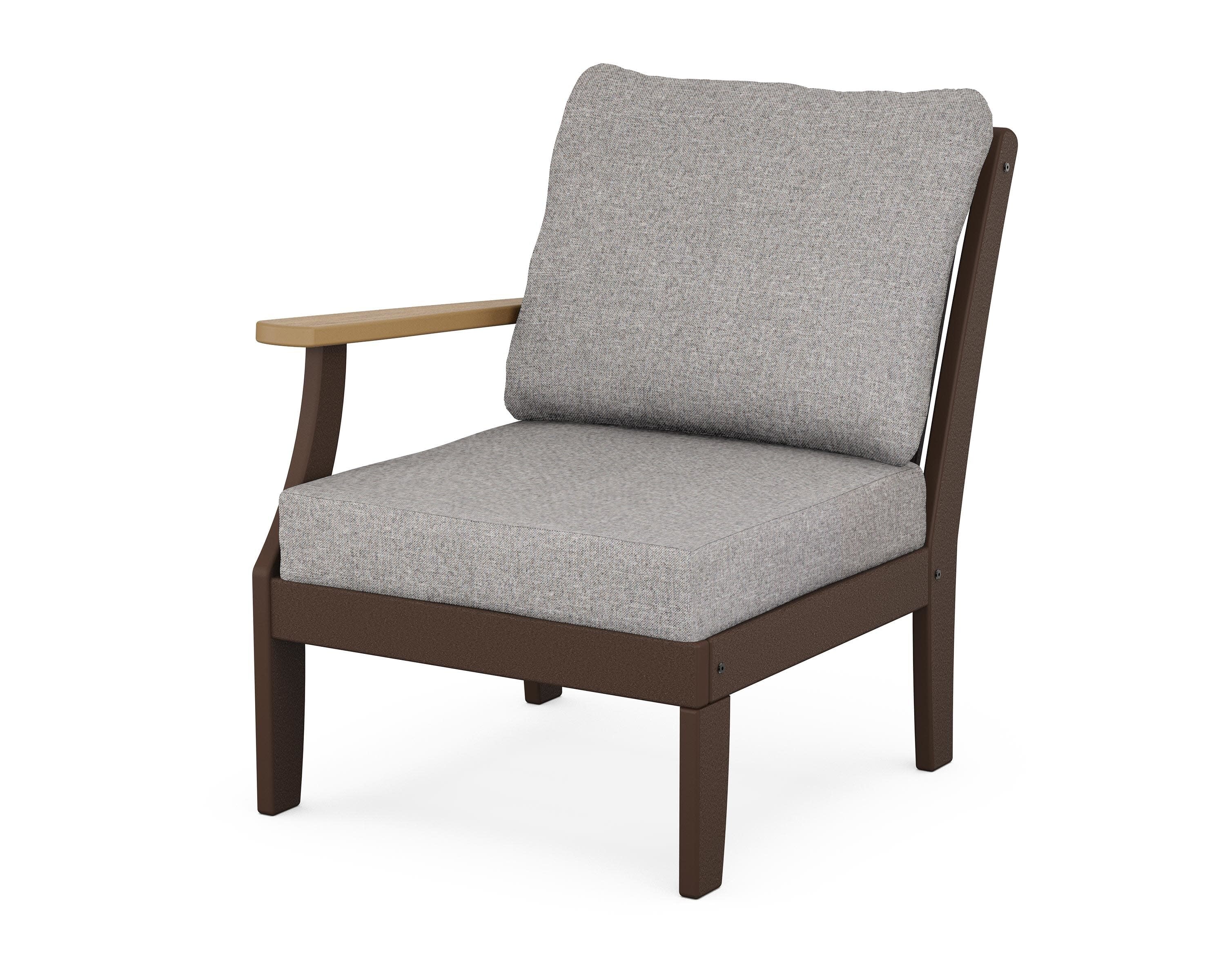 Braxton Modular Left Arm Chair in Mahogany / Natural / Grey Mist