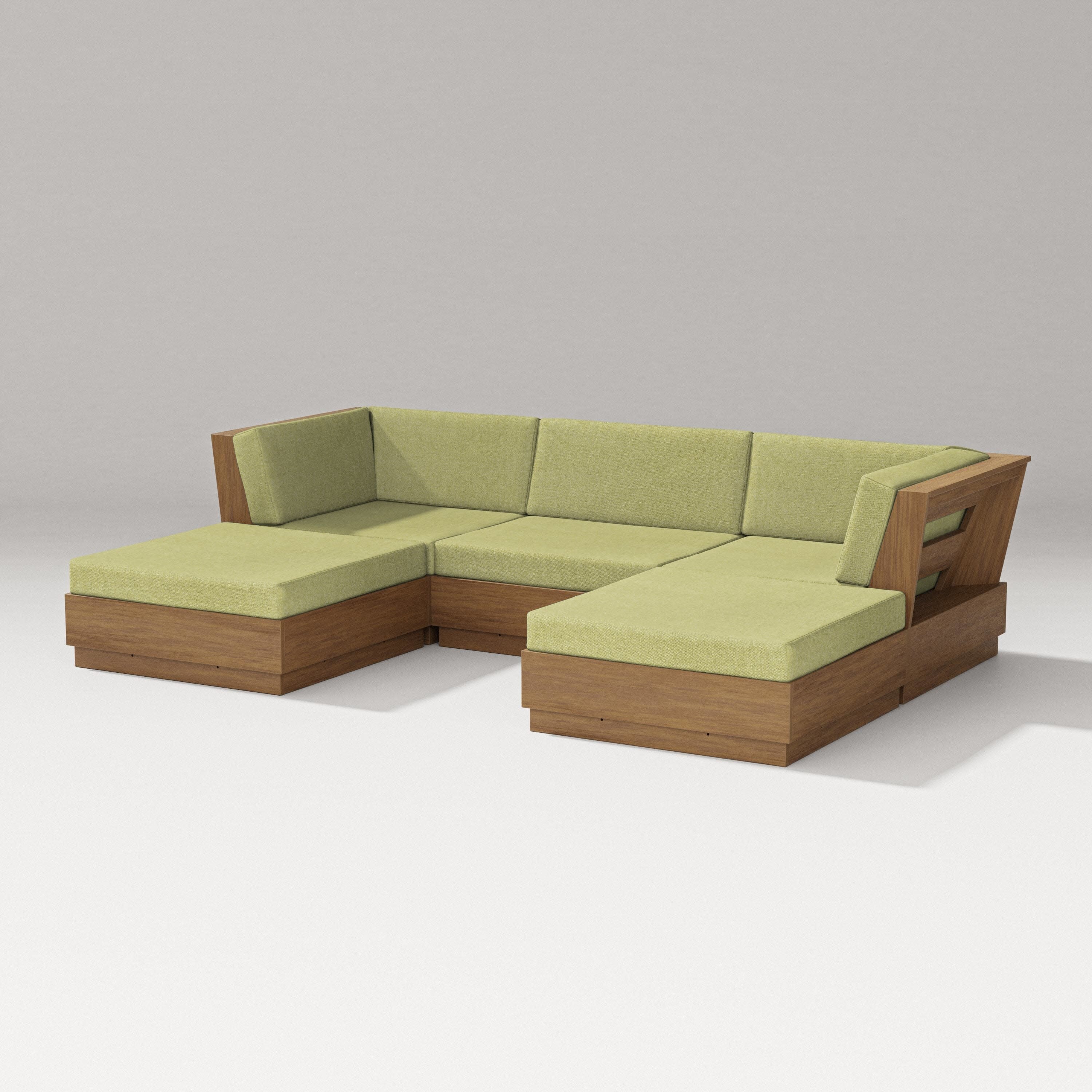 Elevate Double Chaise Sectional in Natural / Chartreuse Boucle
