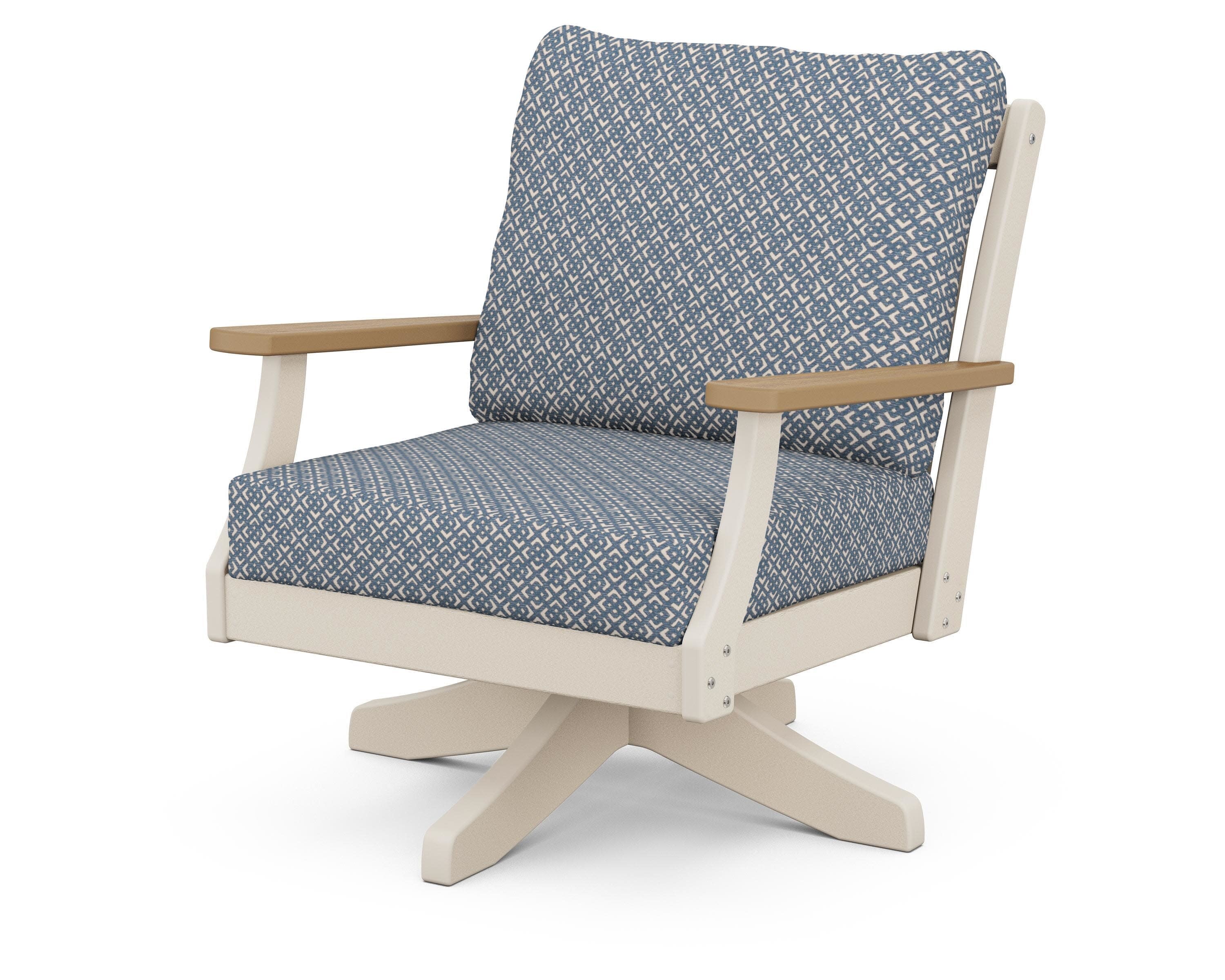 Braxton Deep Seating Swivel Chair in Sand / Natural / Hopscotch