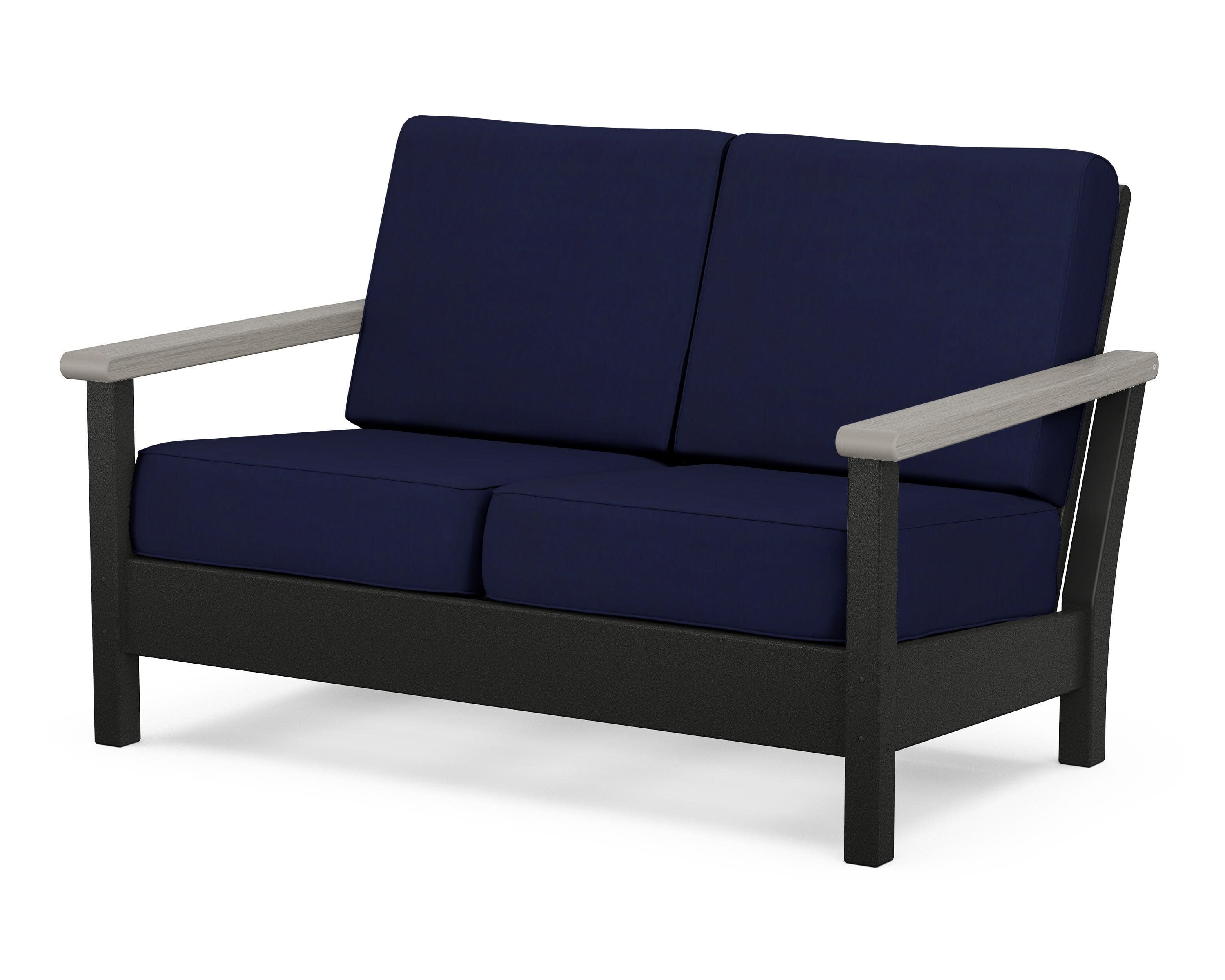 Harbour Deep Seating Loveseat in Black / Driftwood / Navy